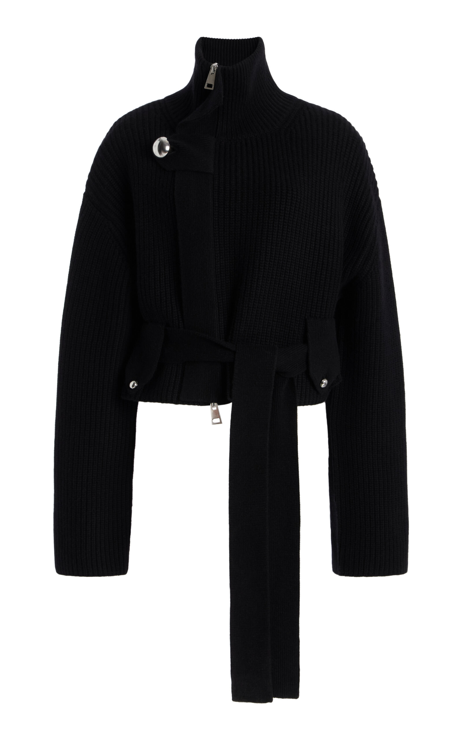Brandon Maxwell The Neal Belted Cashmere Sweater In Black