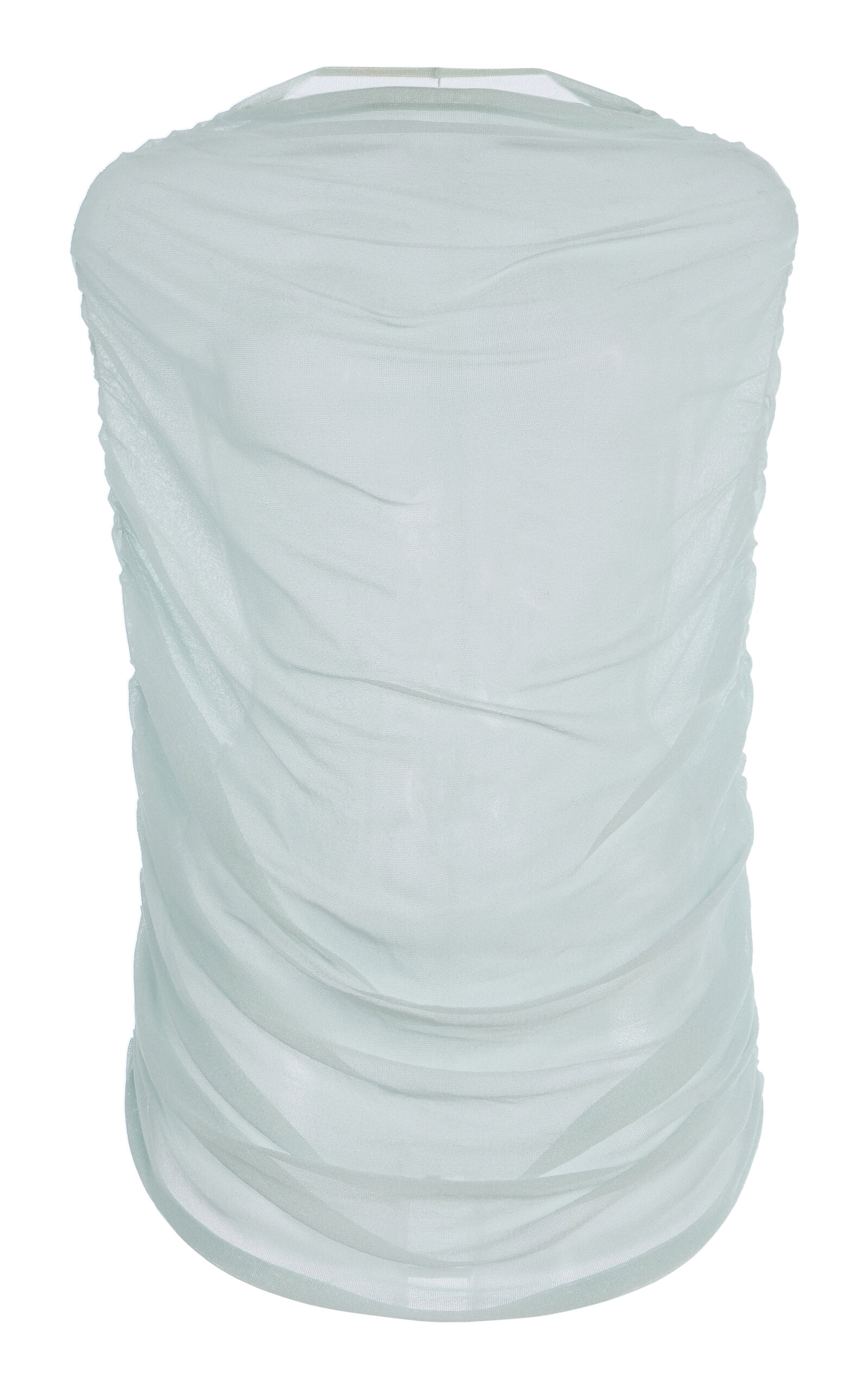 Brandon Maxwell The Lyra Shirred Knit Top In Blue