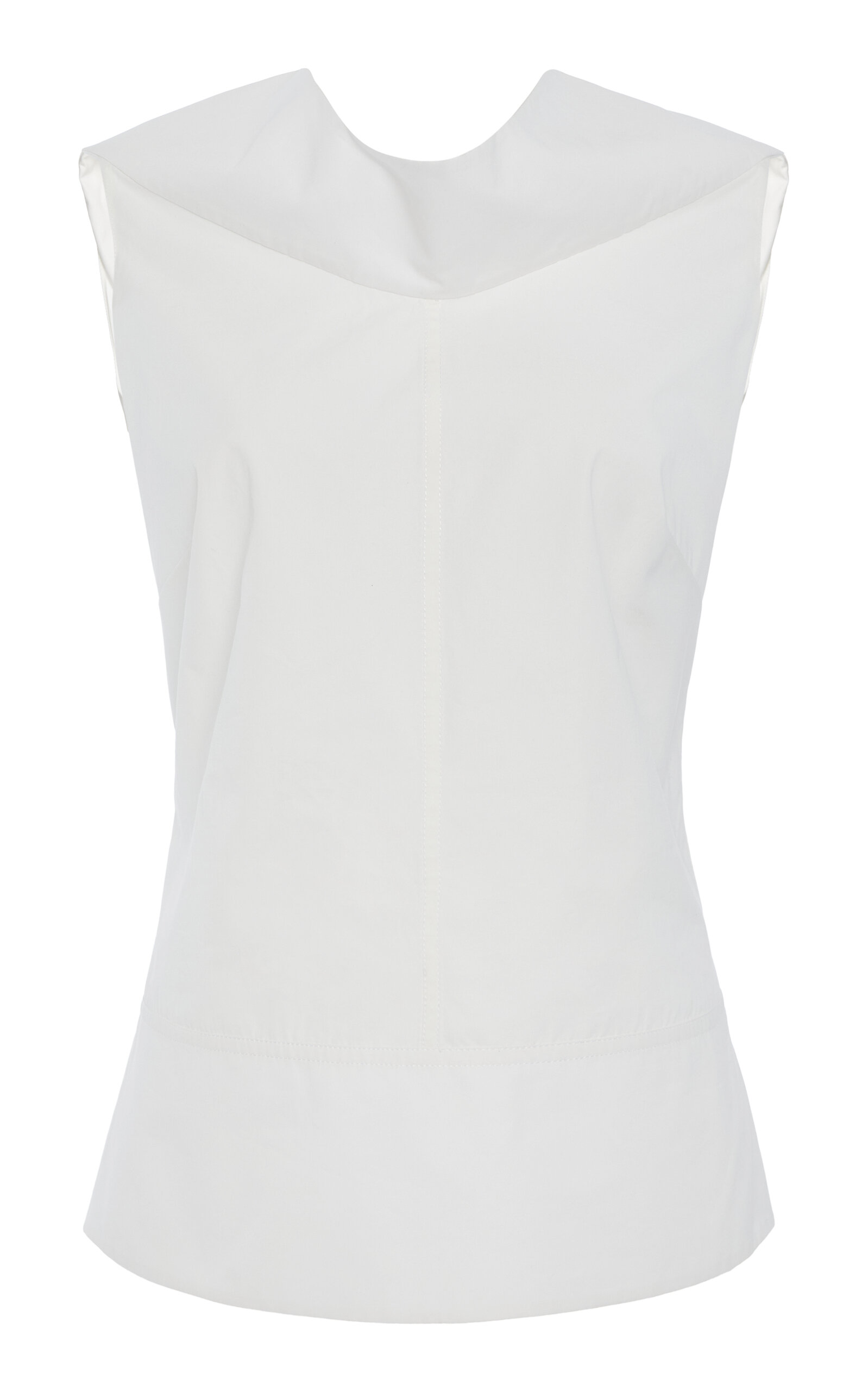 Brandon Maxwell The Bowie Draped Cotton Poplin Top In White
