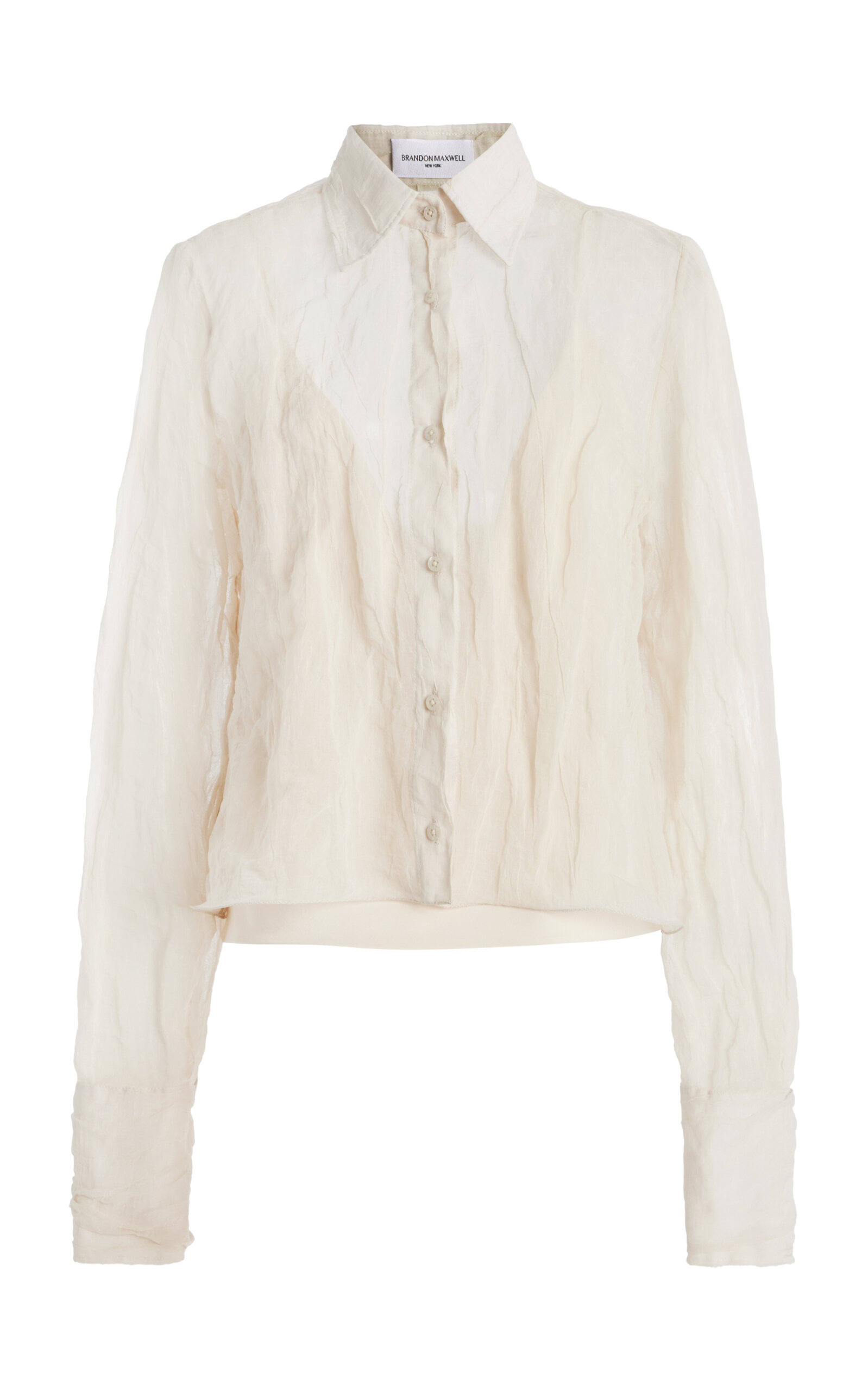 Brandon Maxwell The Billie Shrunken Metallic Organza Shirt
