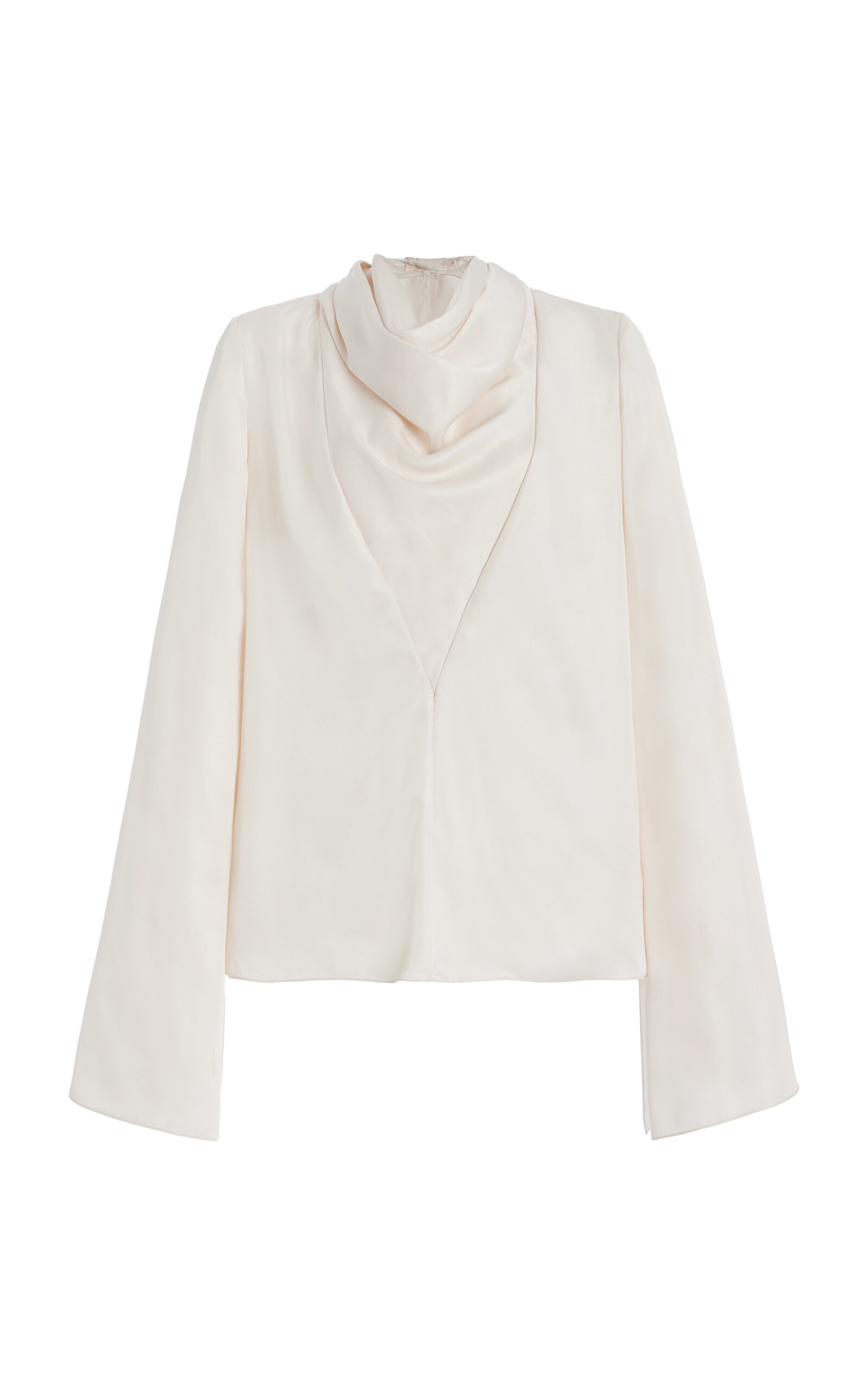 Brandon Maxwell The Isla Draped Fluid Twill Top In Off-white