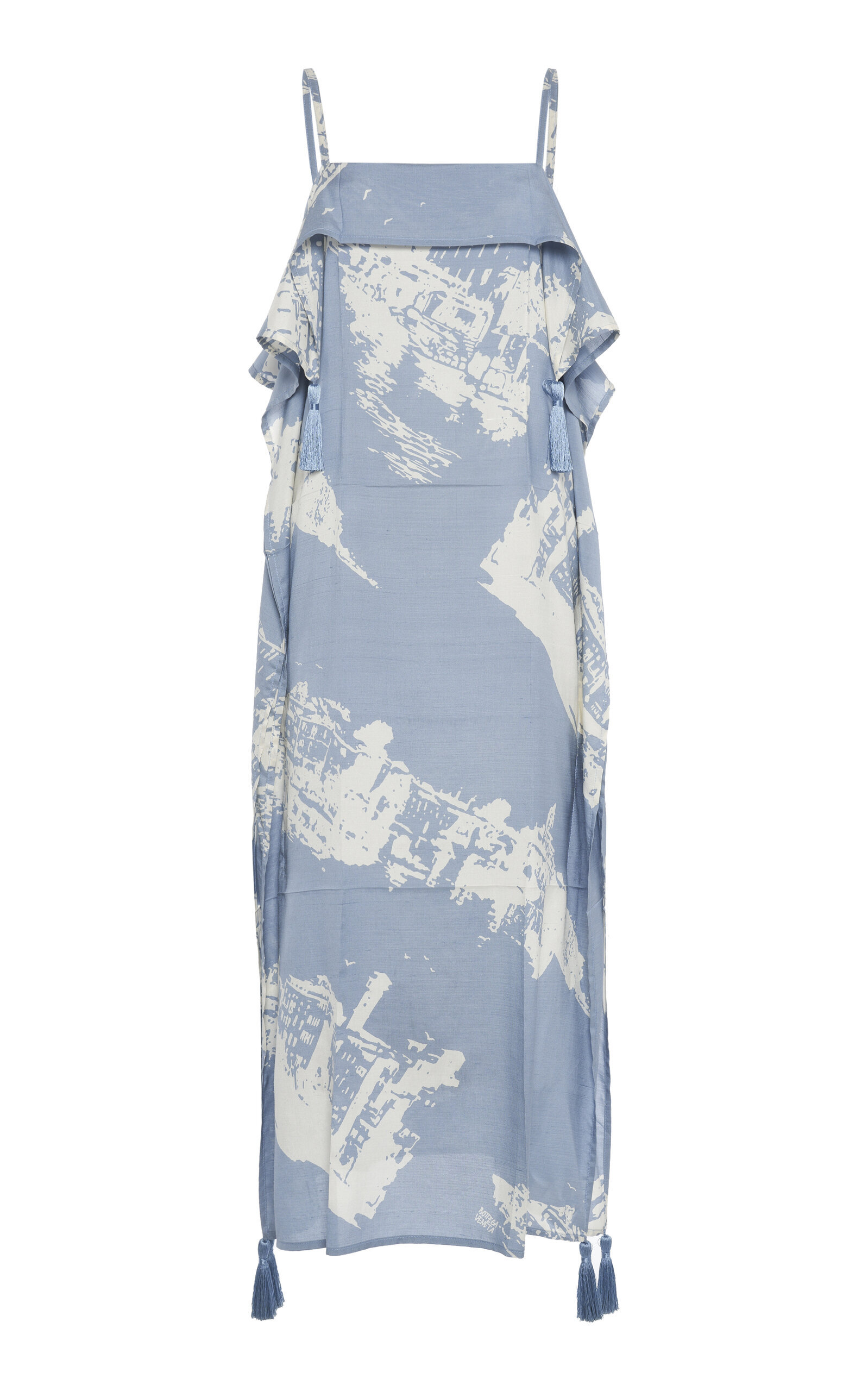 BOTTEGA VENETA DRAPED SILK-COTTON MIDI DRESS