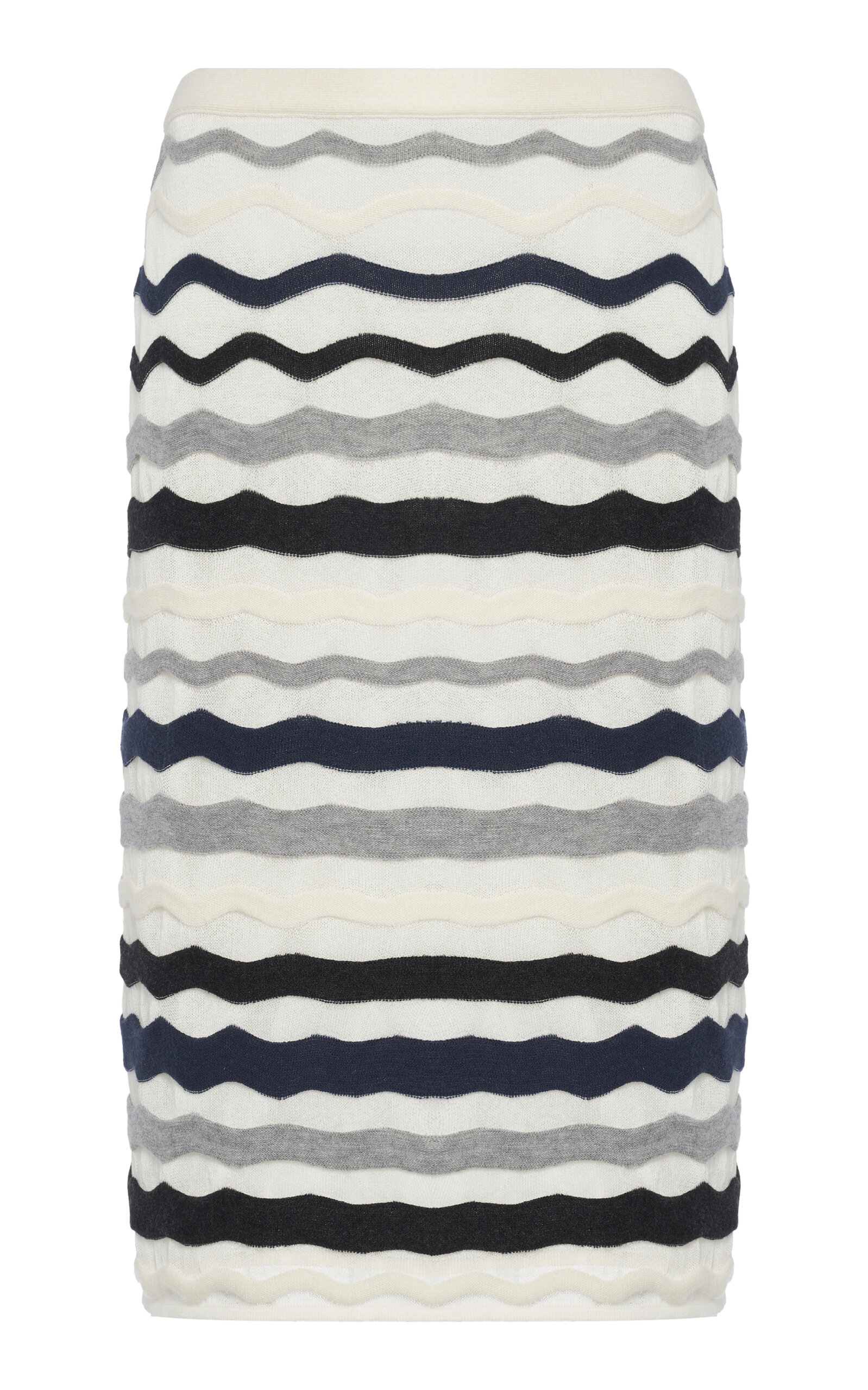 Wavy-Knit Cotton-Blend Midi Skirt