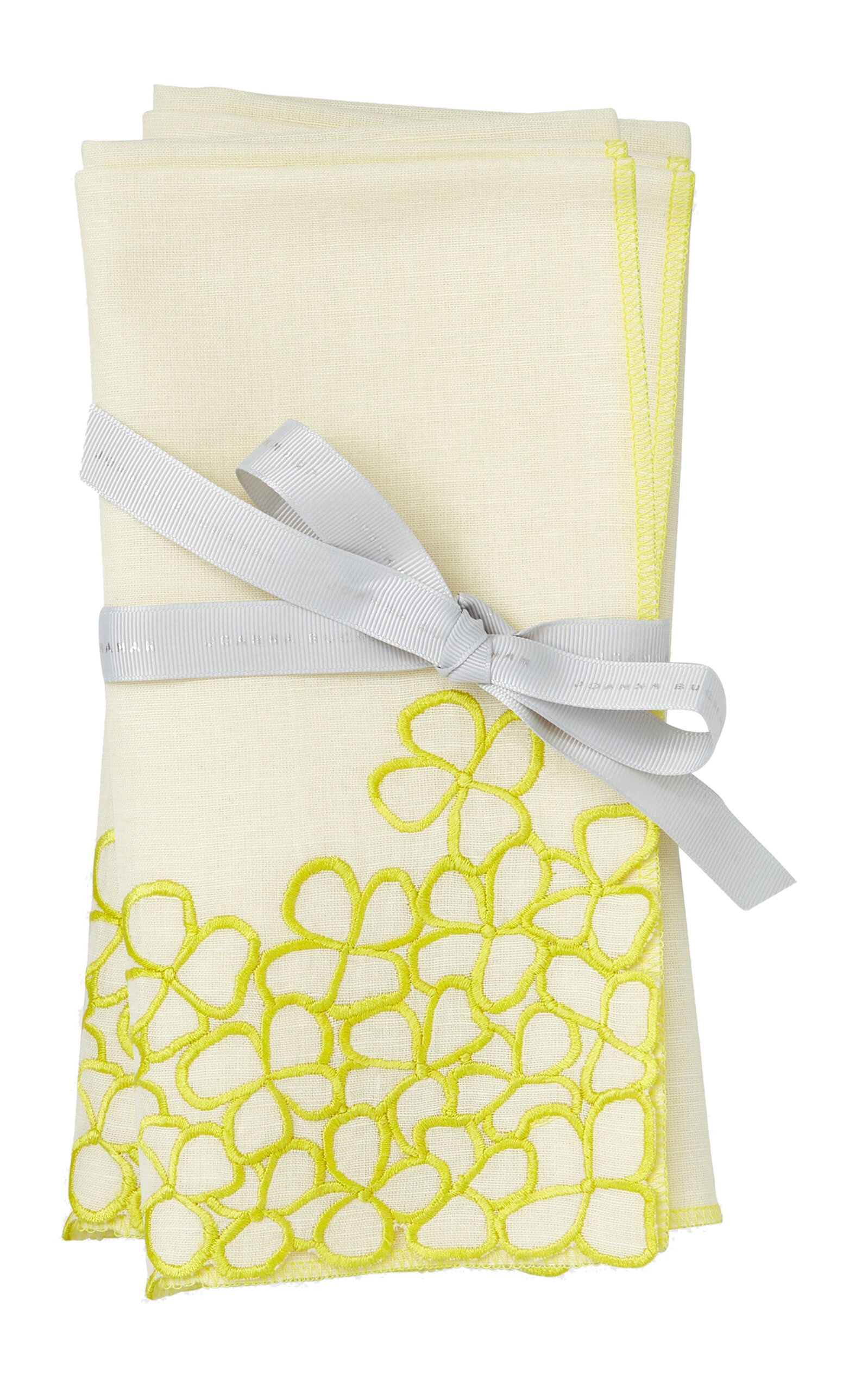 Joanna Buchanan Set-of-Two Hydrangea Linen Dinner Napkins - Yellow