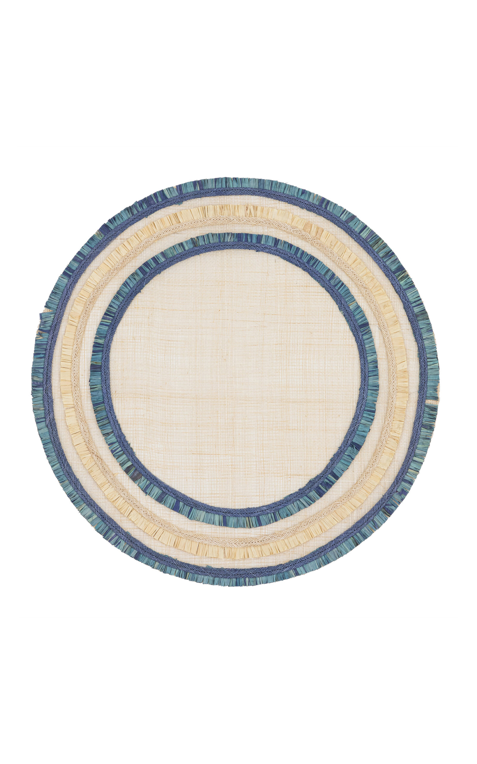 Joanna Buchanan Set-of-four Ruffled Straw Placemats In Blue