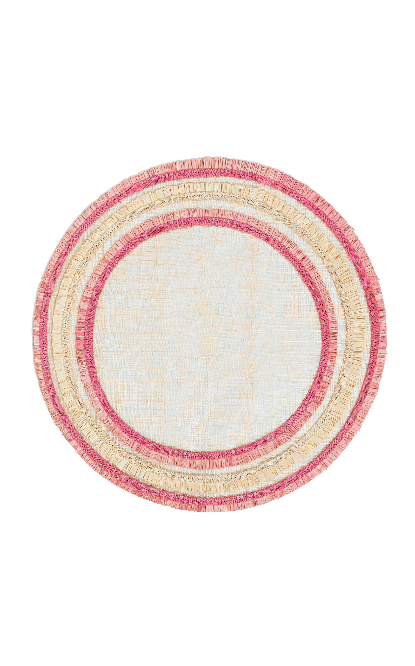 Joanna Buchanan Fringed Two-tone Straw Placemat, Set Of 4 In Pink