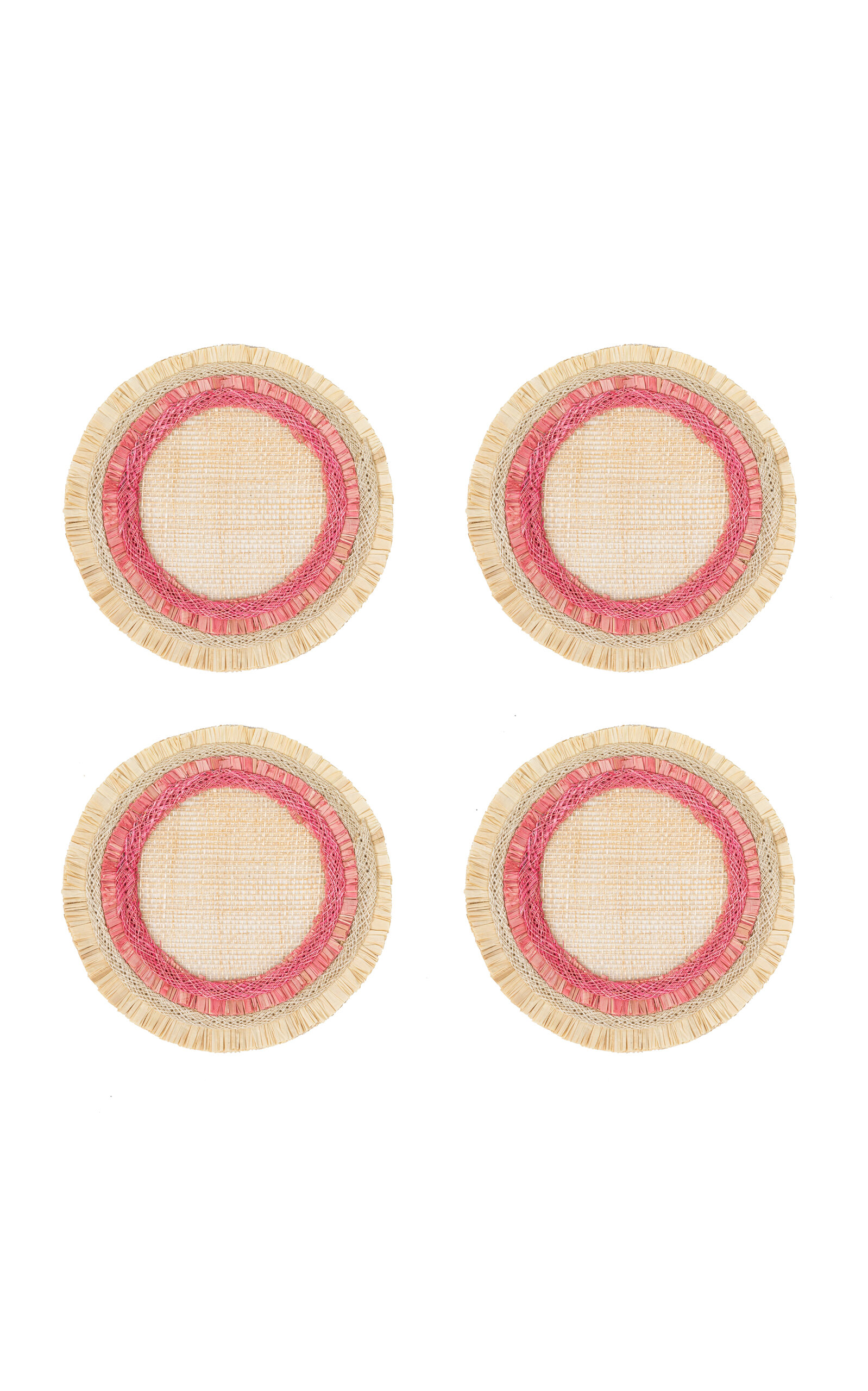 Joanna Buchanan Ruffled Straw Coasters - Pink