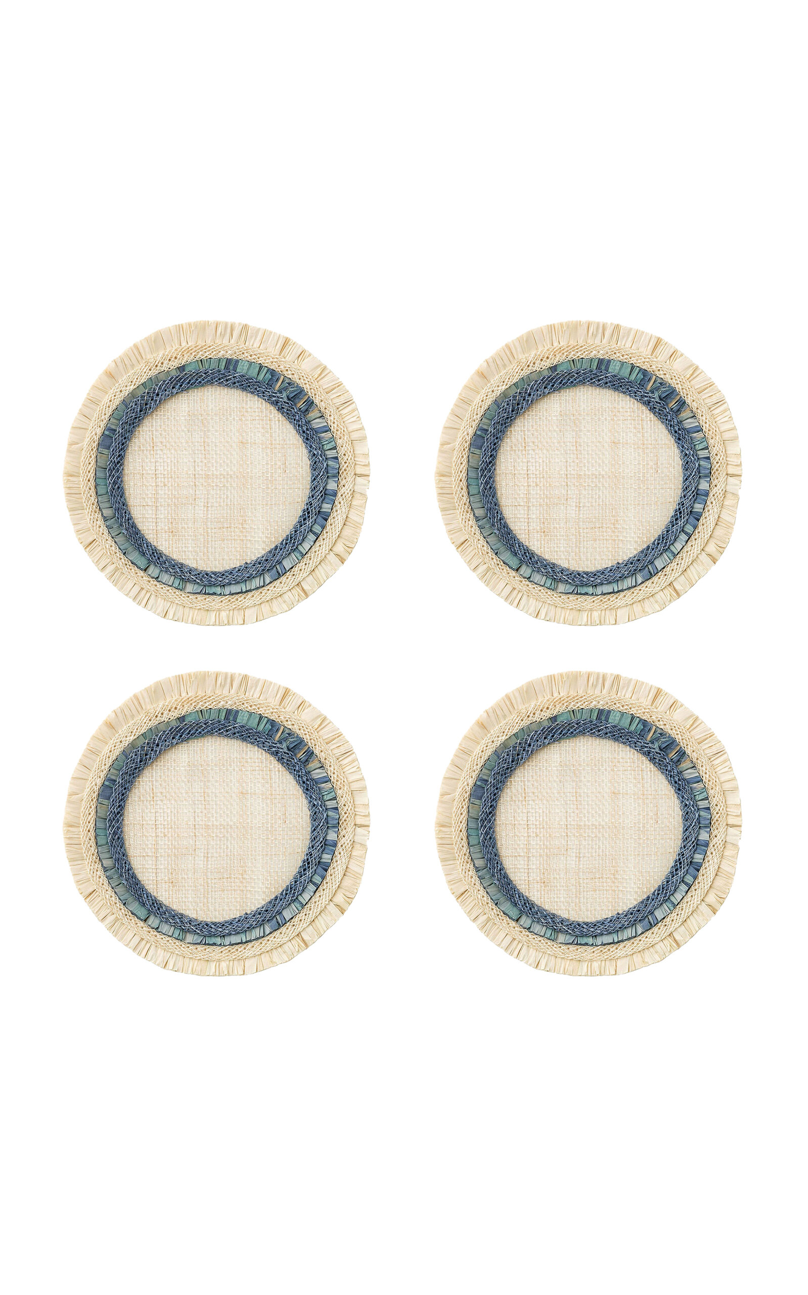 Joanna Buchanan Ruffled Straw Coasters - Blue