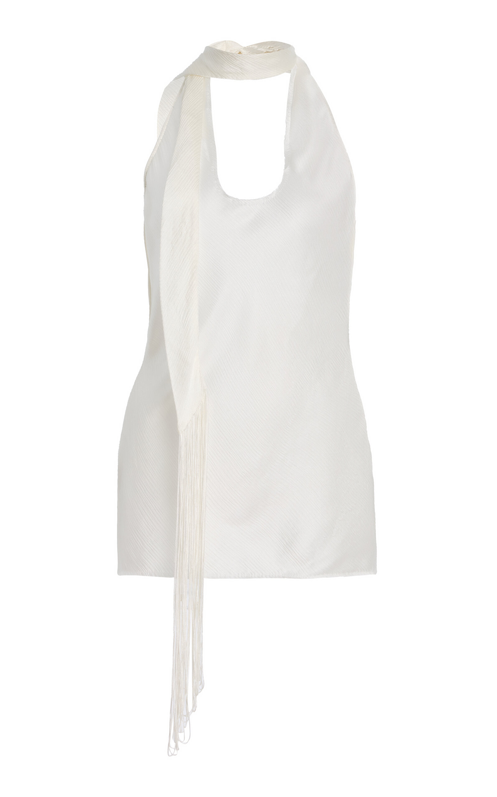 Balmain Backless Fringed Satin Top