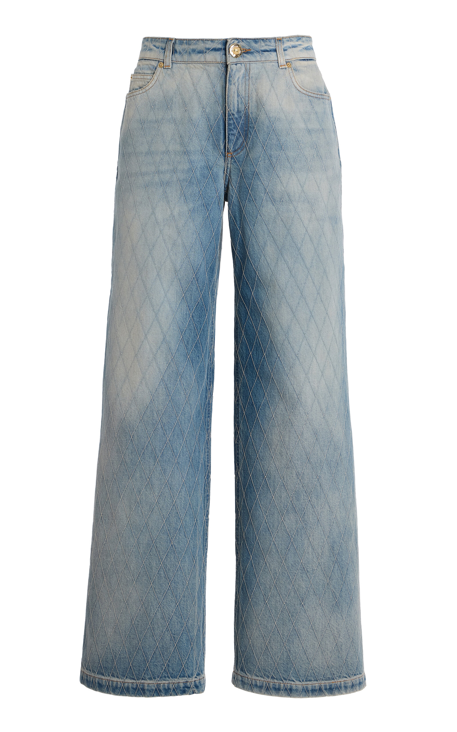 Balmain Quilted Rigid Straight-leg Jeans