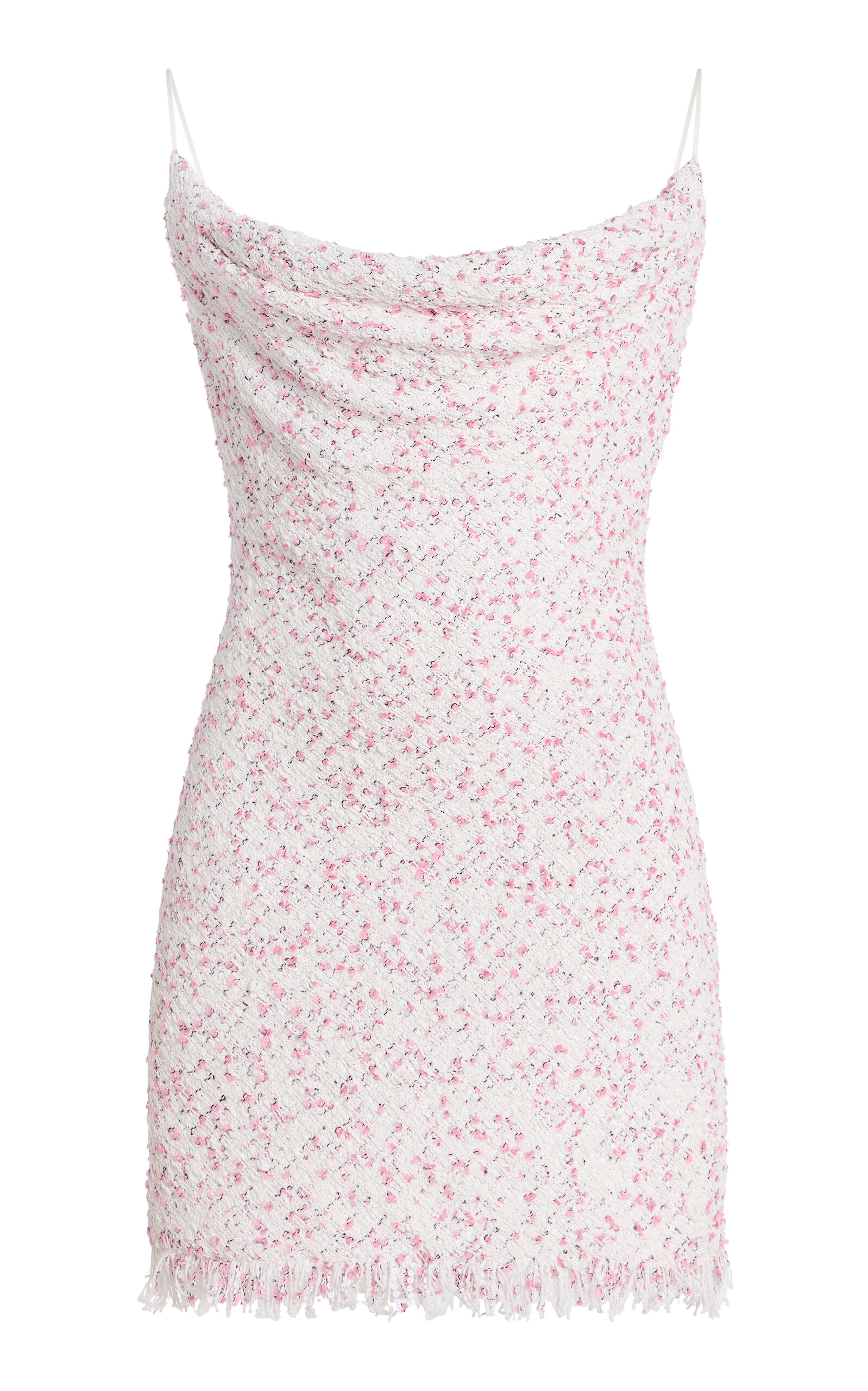 Balmain Fringed Dotted-Tweed Mini Dress - White - Women's Clothing