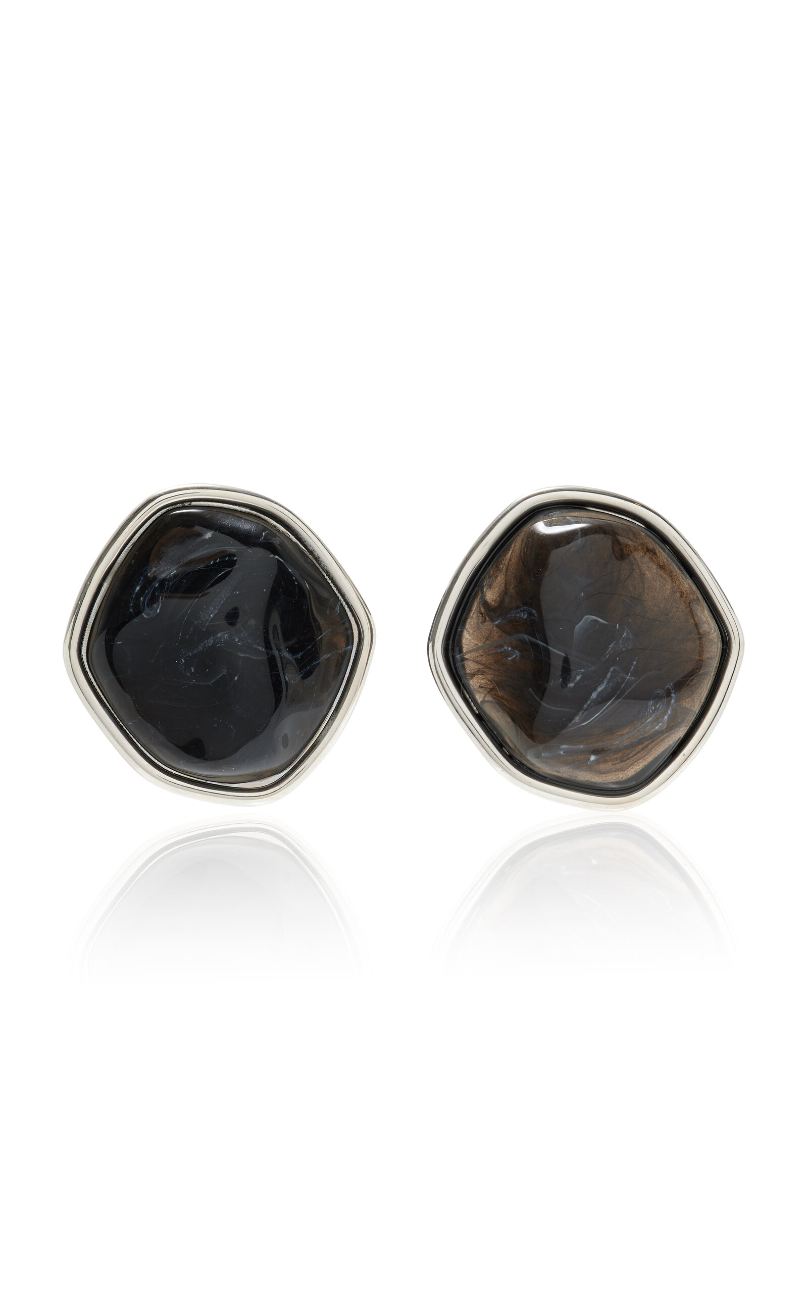 Brandon Maxwell Metal Trimmed Resin Earrings In Black