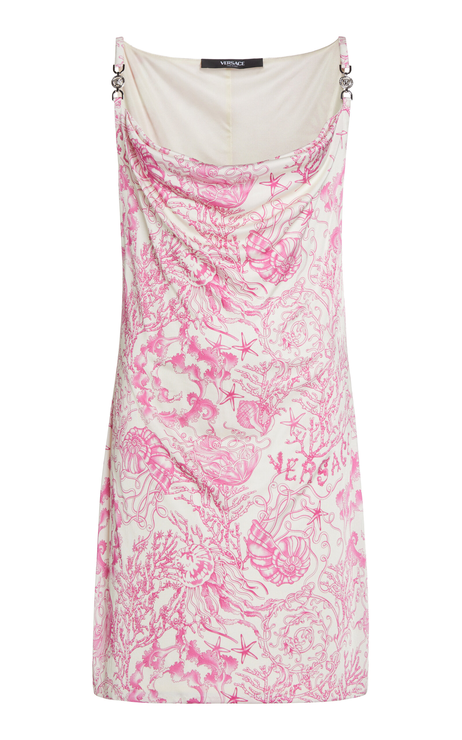 Versace Underwater Barocco Liquid Jersey Cowl-neck Mini Dress