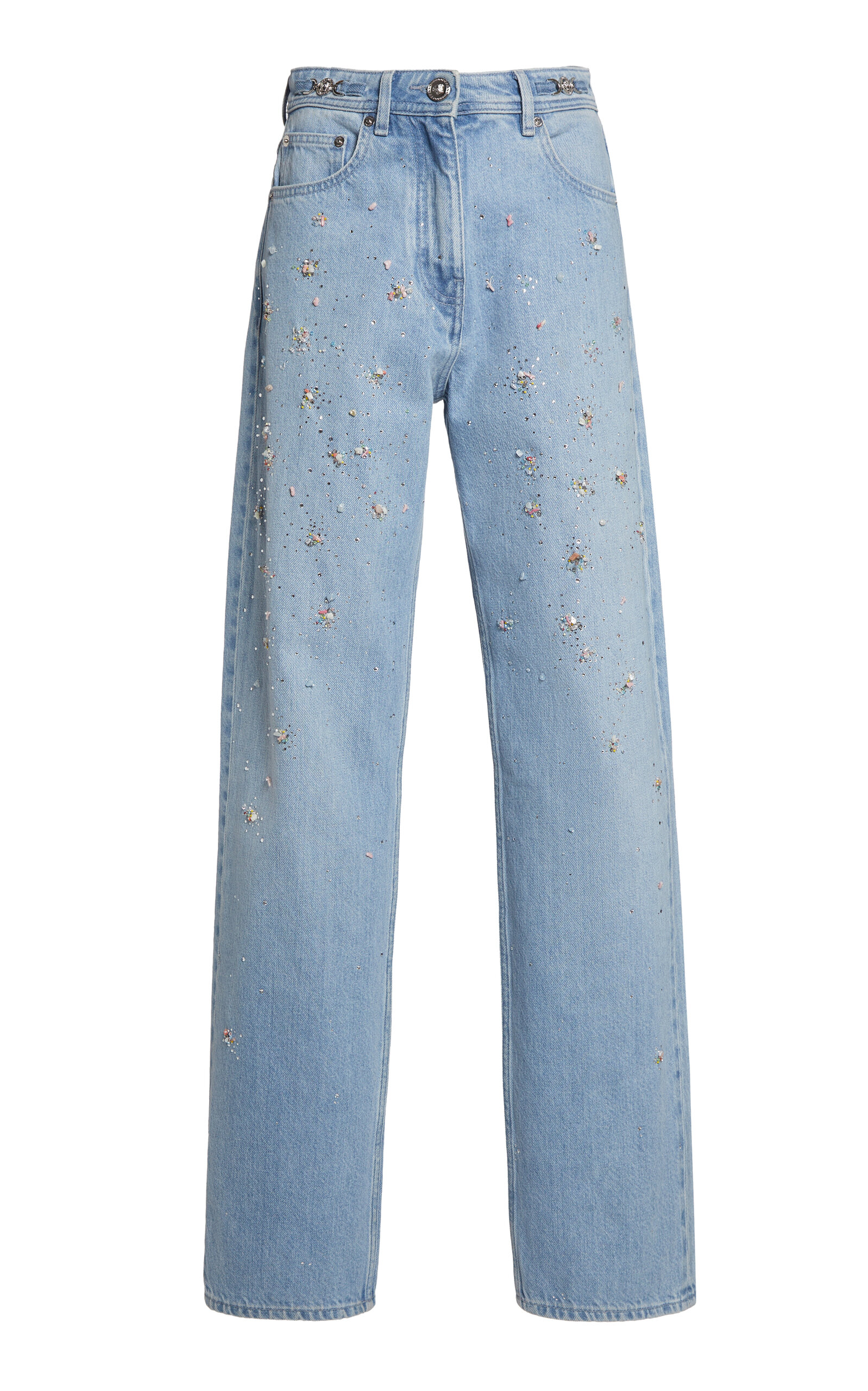 Versace La Vacanza Embellished Rigid High-Rise Straight-Leg Jeans