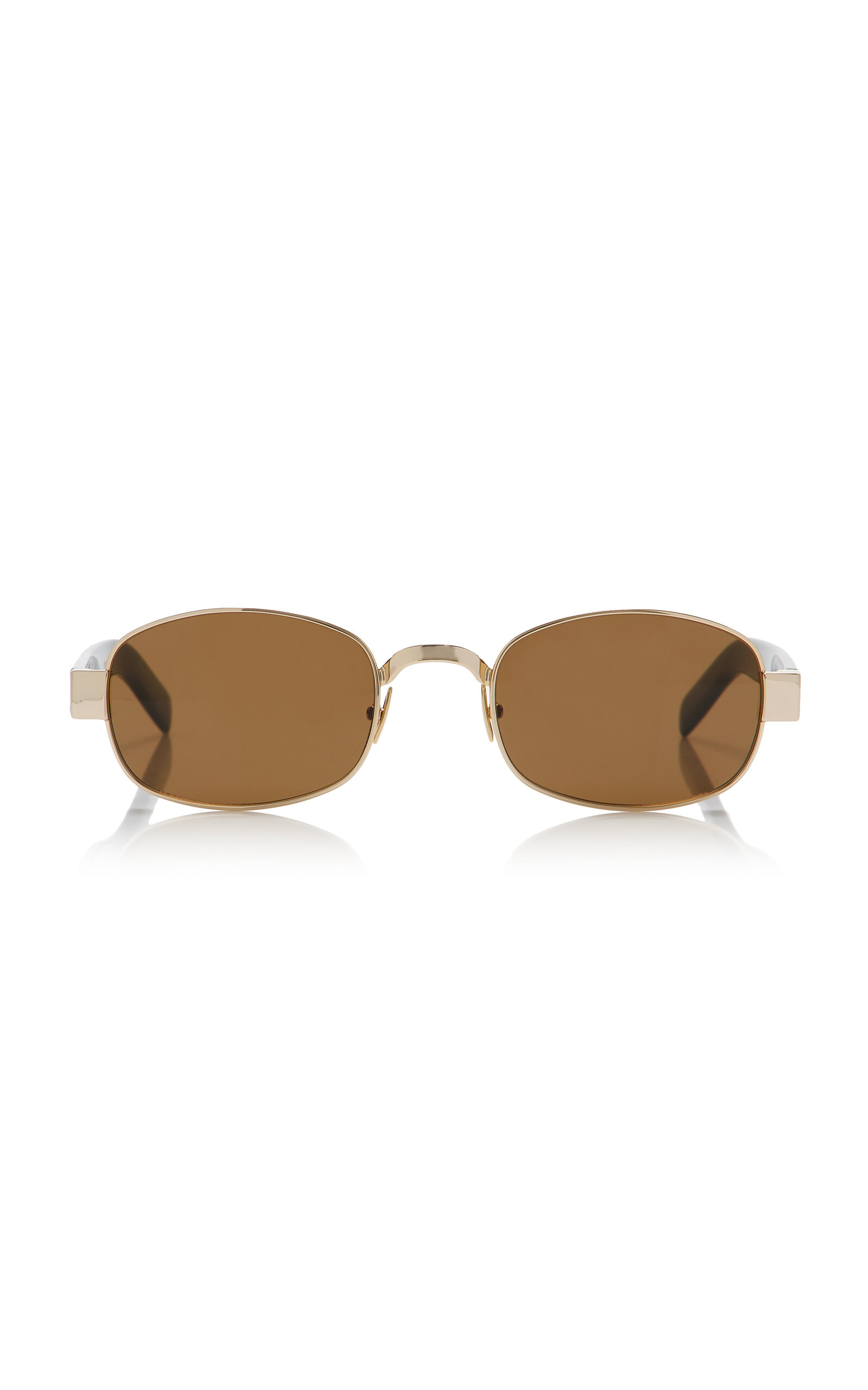 Saint Laurent Round-frame Metal Sunglasses In Brown