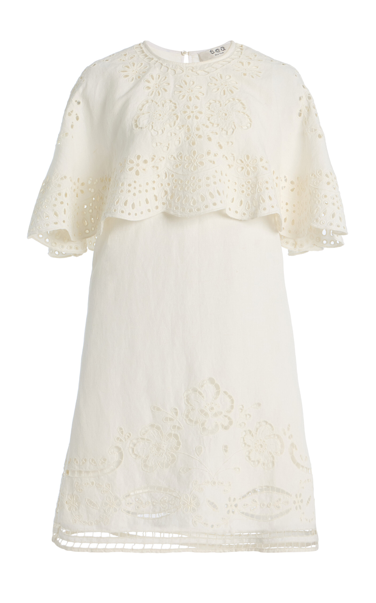 Sea Lulu Embroidered Linen-blend Mini Dress