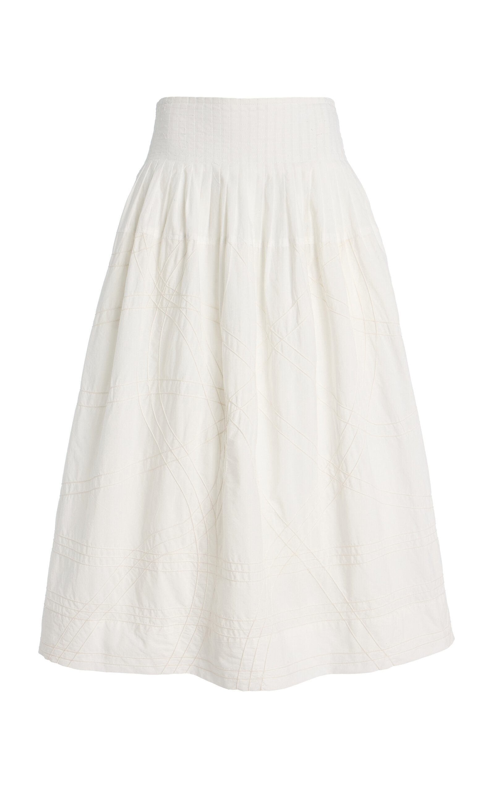 Sea Camden Shirred Cotton Poplin Midi Skirt