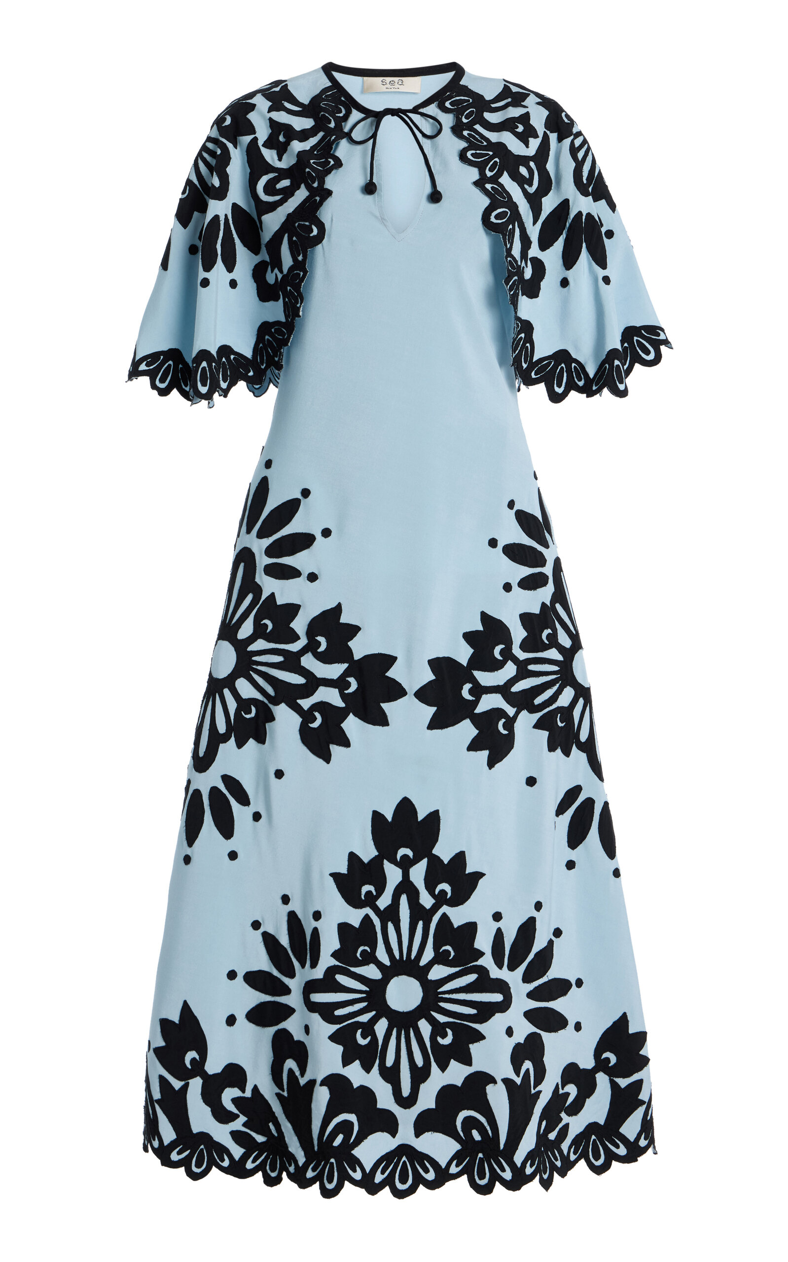 Sea Liliana Appliquéd Crepe Midi Dress