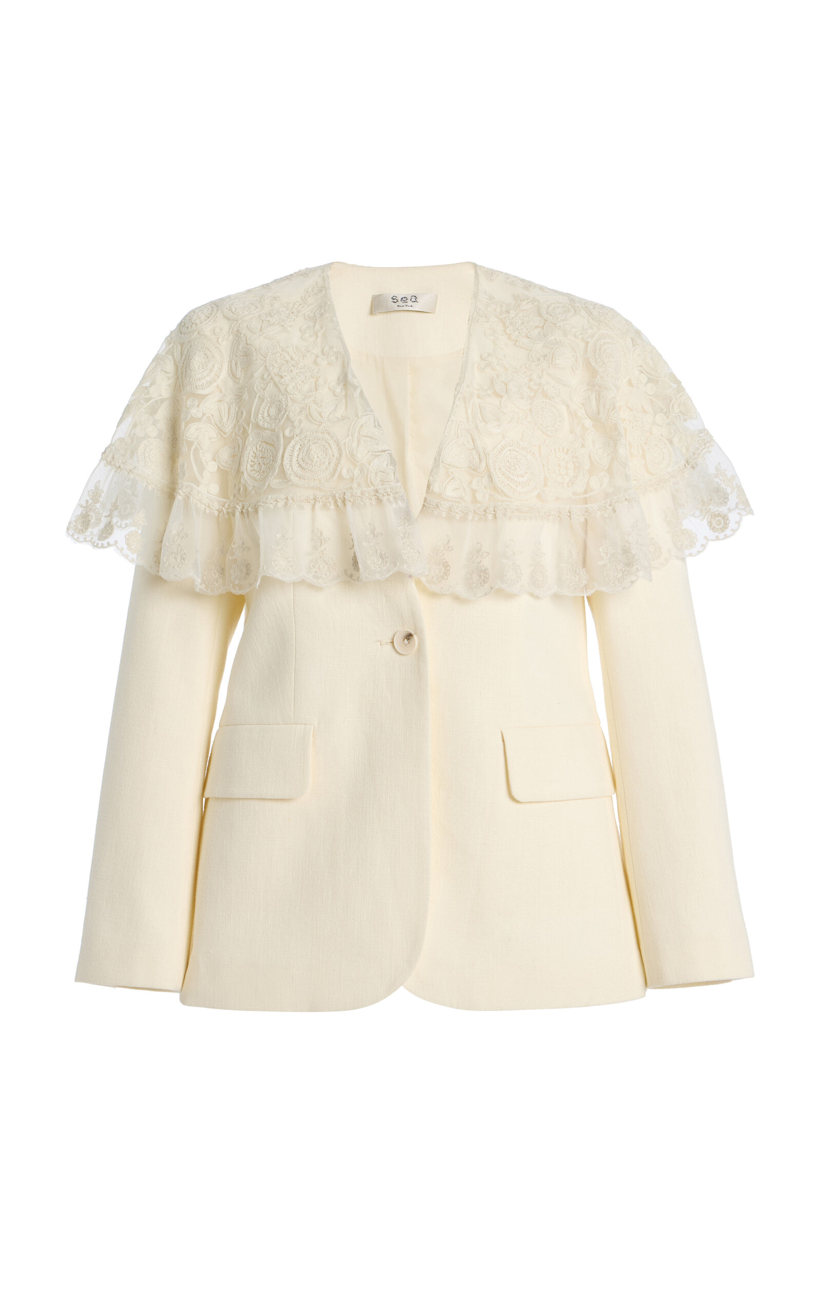 Sea Arielle Lace-trimmed Linen-cotton Blazer
