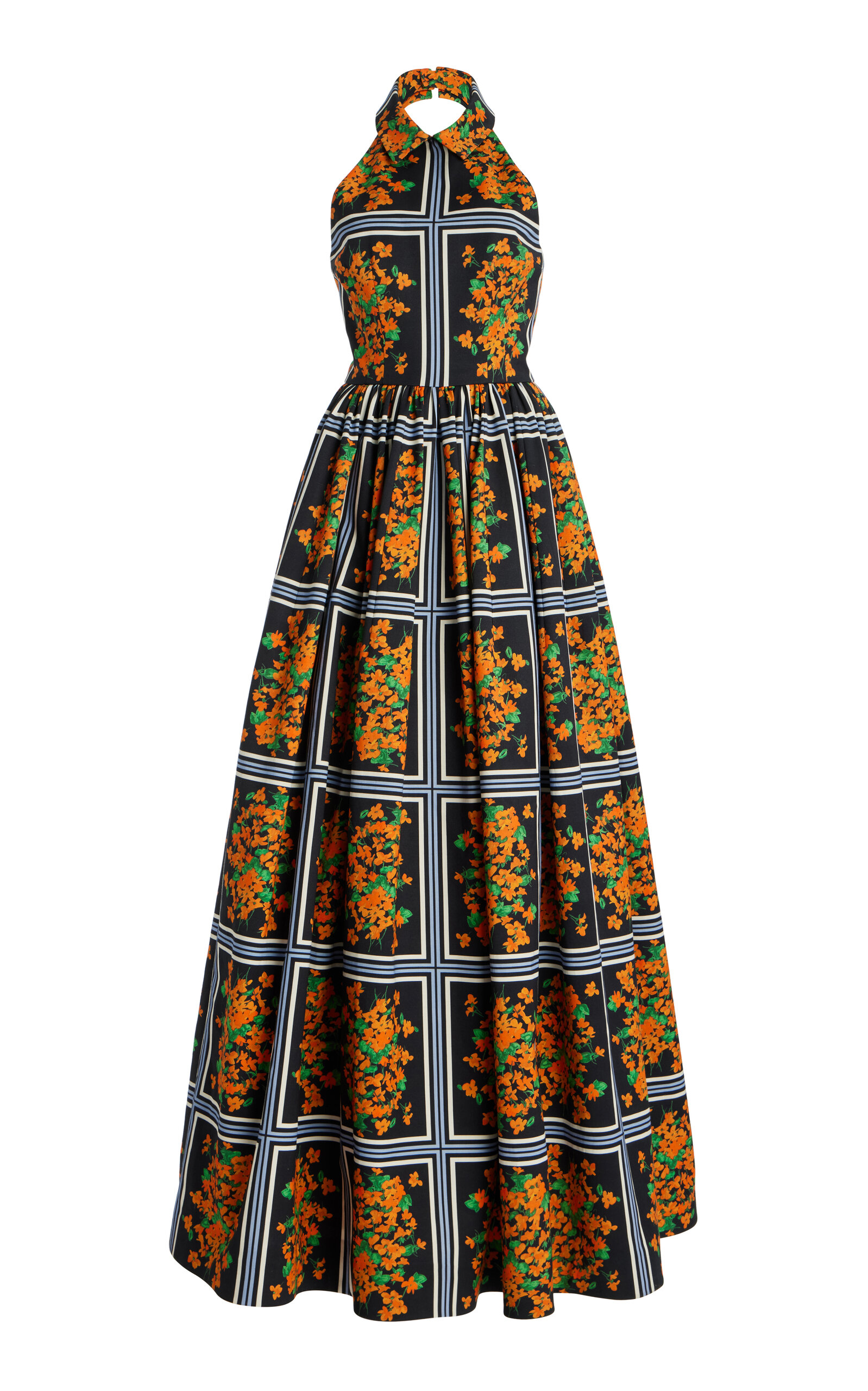 Carolina Herrera Crepe Halter Ball Gown In Multi