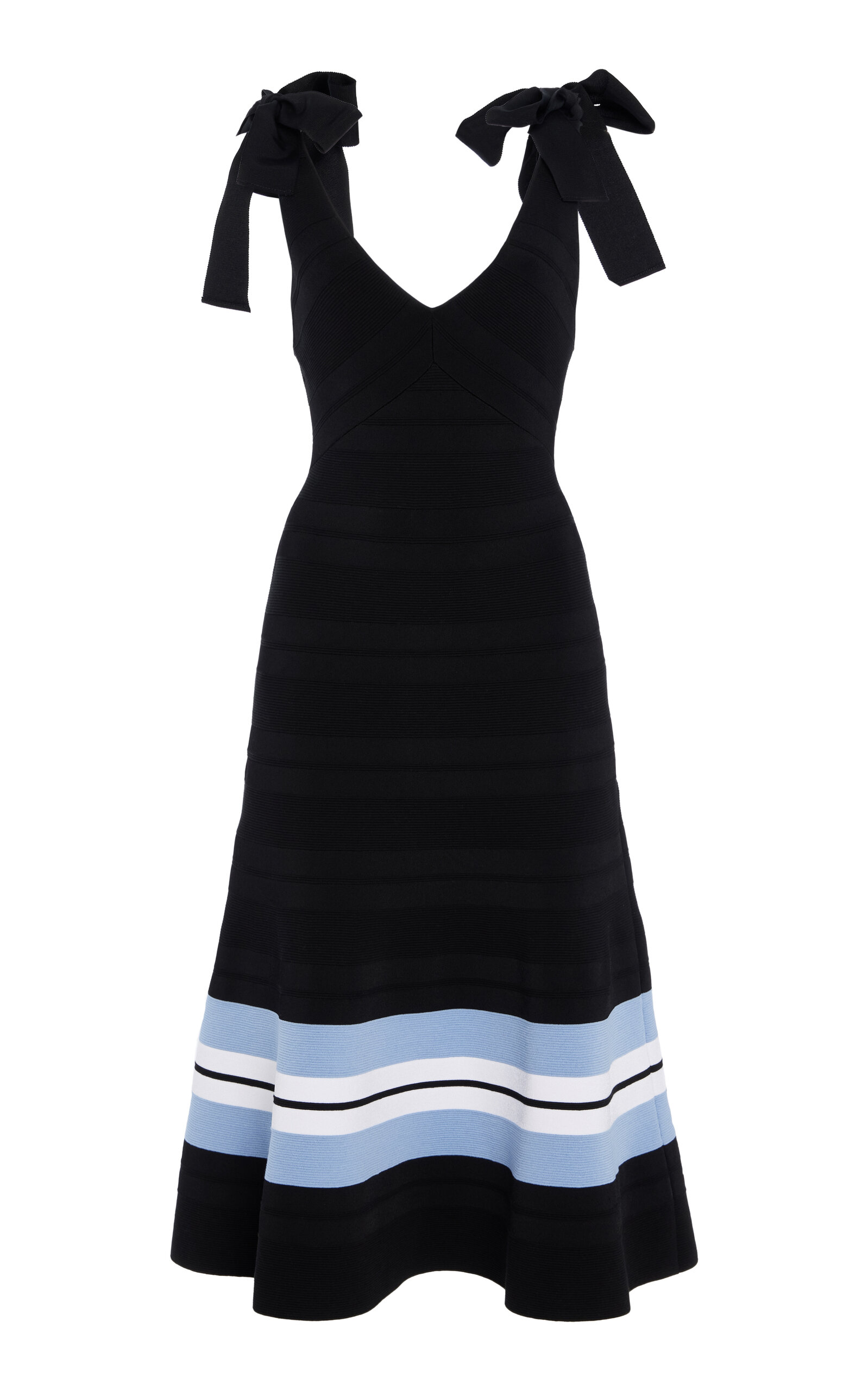 CAROLINA HERRERA FLARED KNIT MIDI DRESS