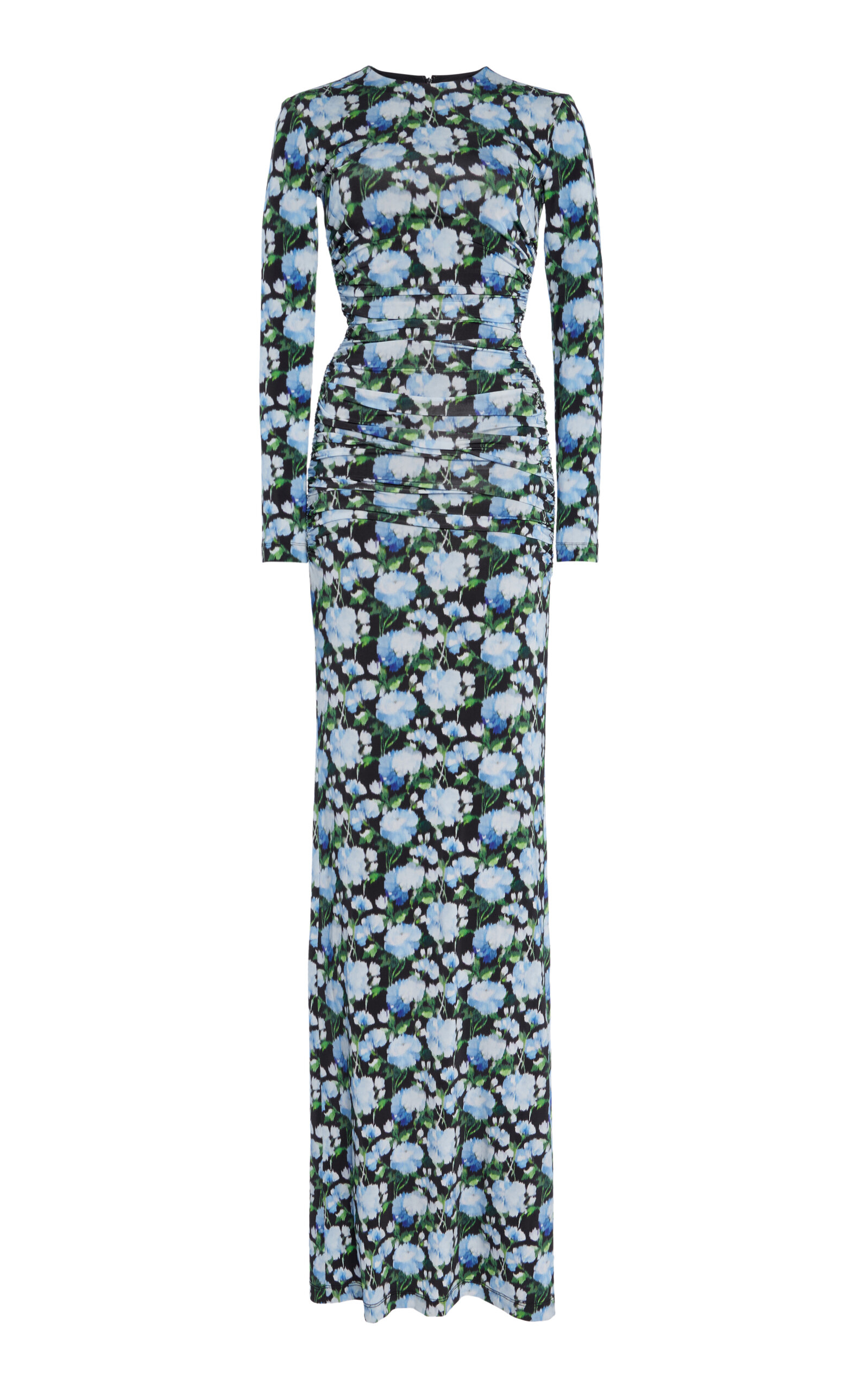 Carolina Herrera Ruched Floral-print Stretch-jersey Maxi Dress In Multi
