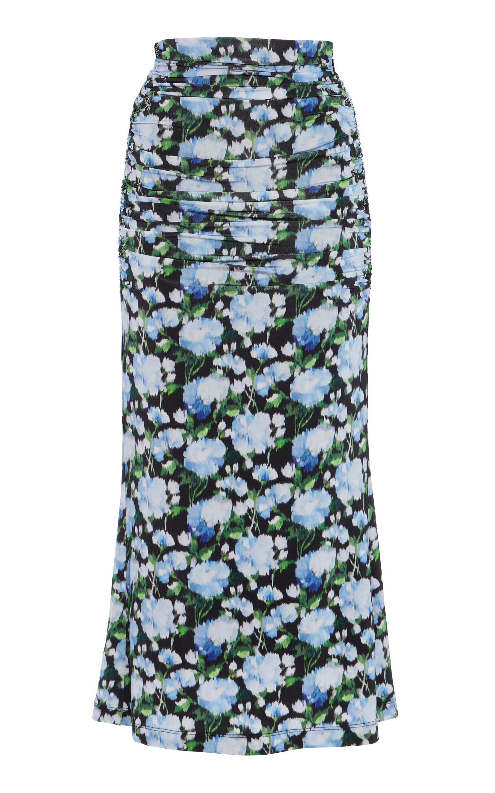 Carolina Herrera Ruched Jersey Midi Skirt In Blue