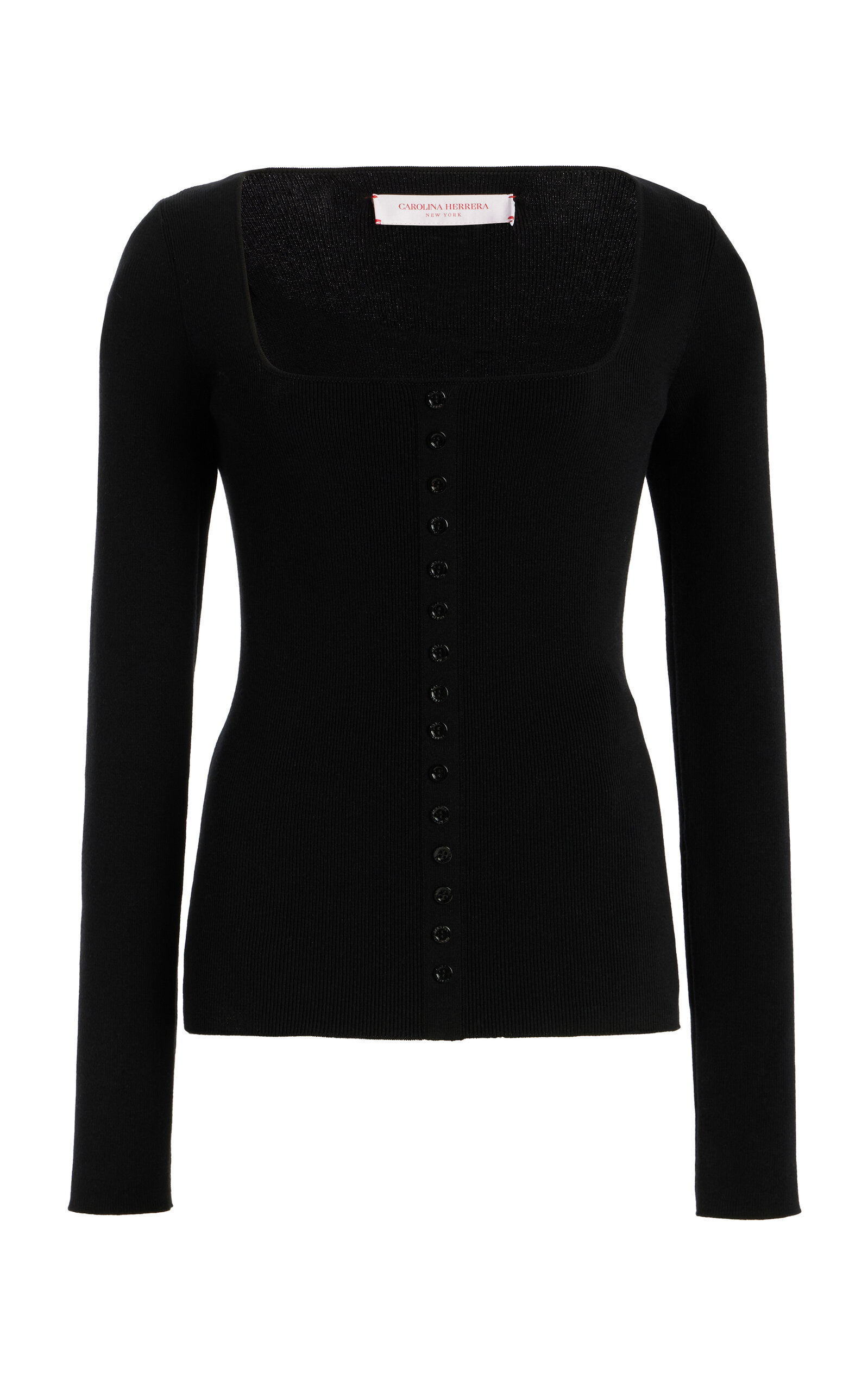 Carolina Herrera Buttoned Silk-cotton Top In Black