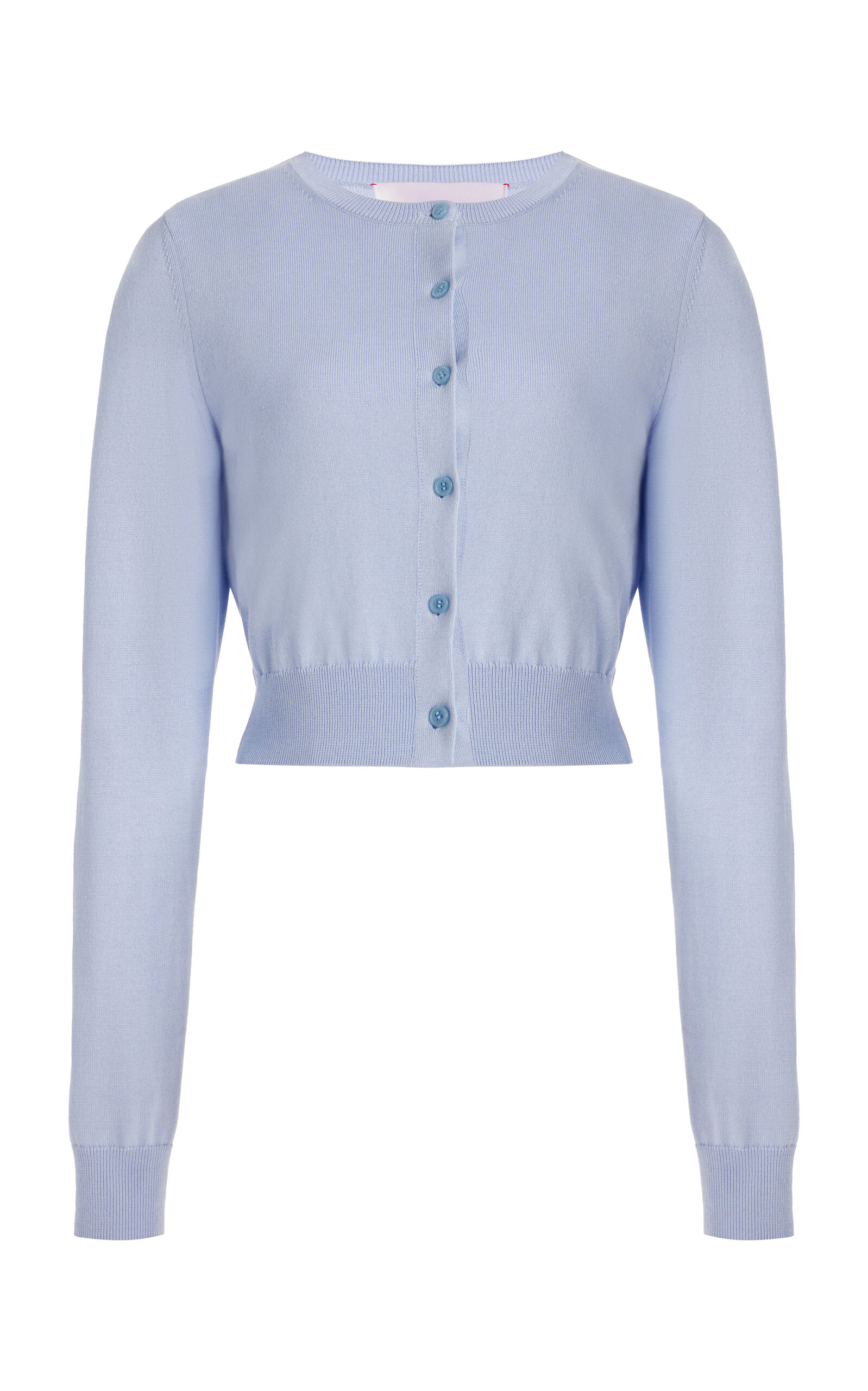 Carolina Herrera Cropped Silk-cotton Cardigan In Blue