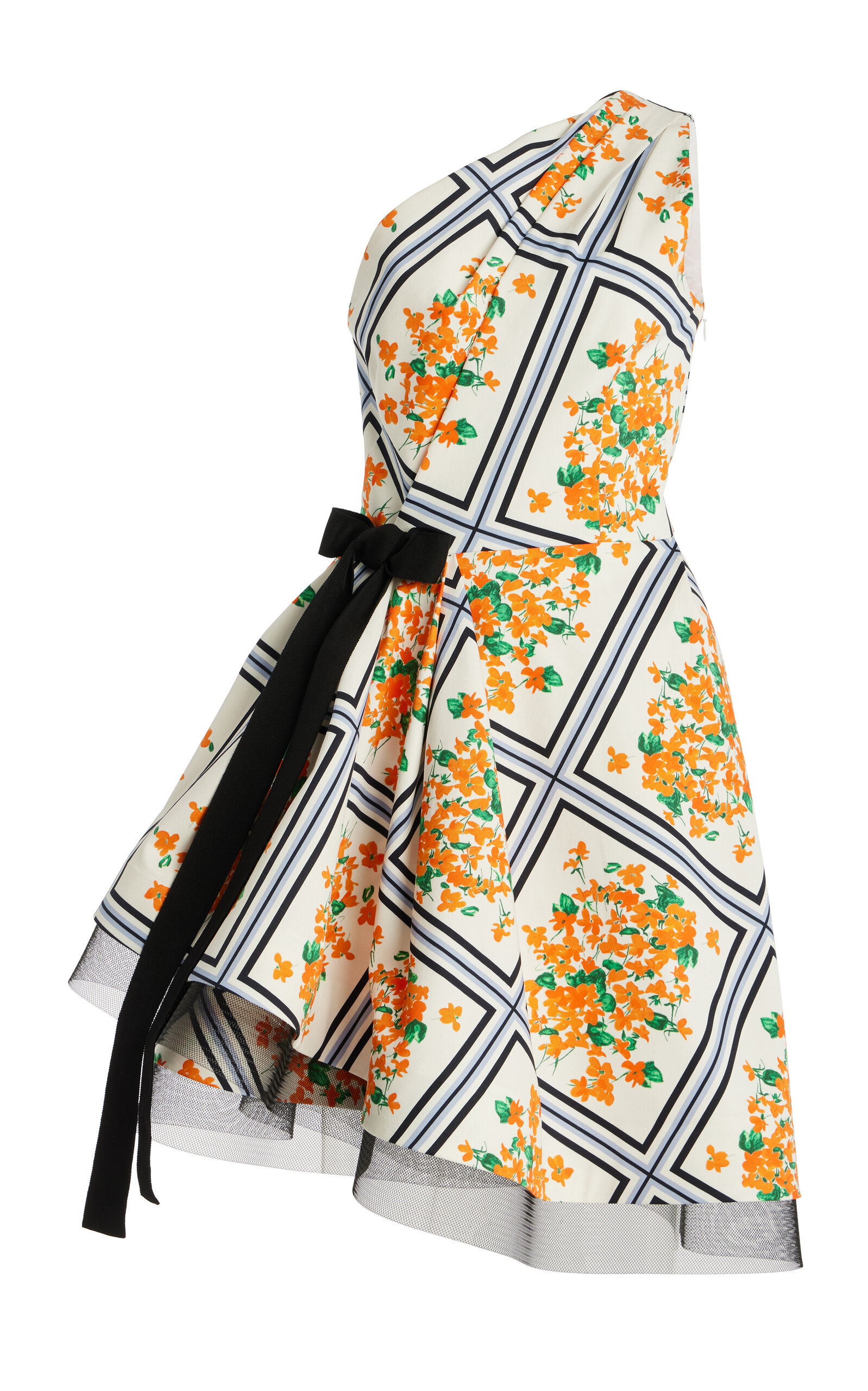 Carolina Herrera Asymmetric Crepe Mini Dress In Multi