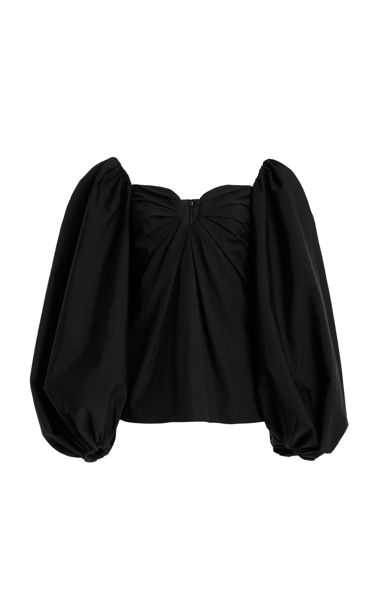 Carolina Herrera Square Neckline Top Puff Sleeves In Black