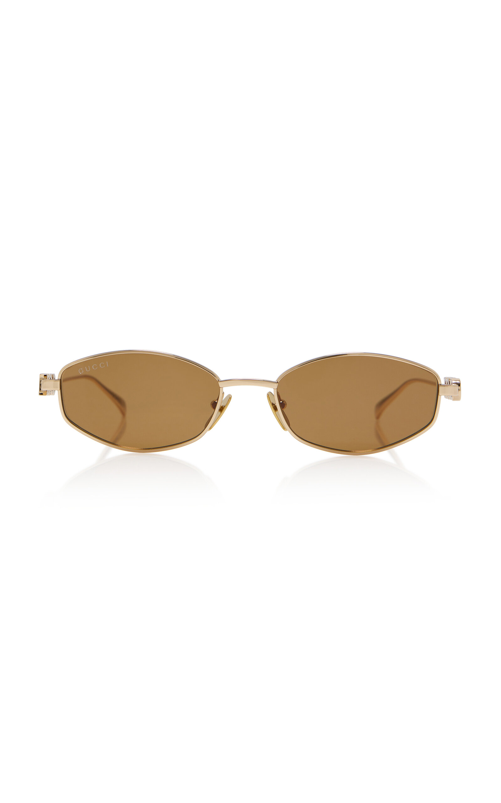 Gucci Oval-Frame Metal Sunglasses