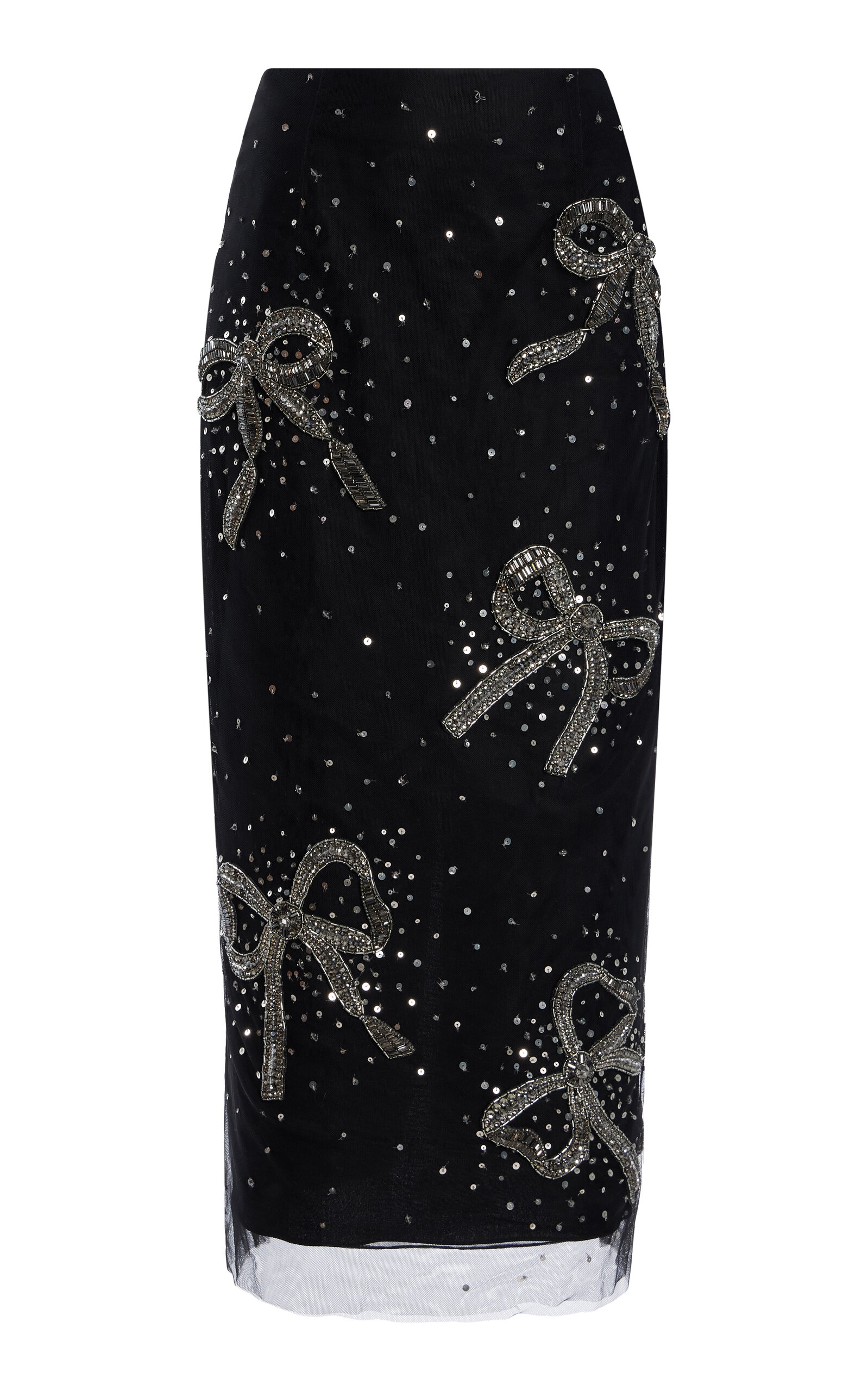 CAROLINA HERRERA EMBELLISHED TULLE MIDI SKIRT