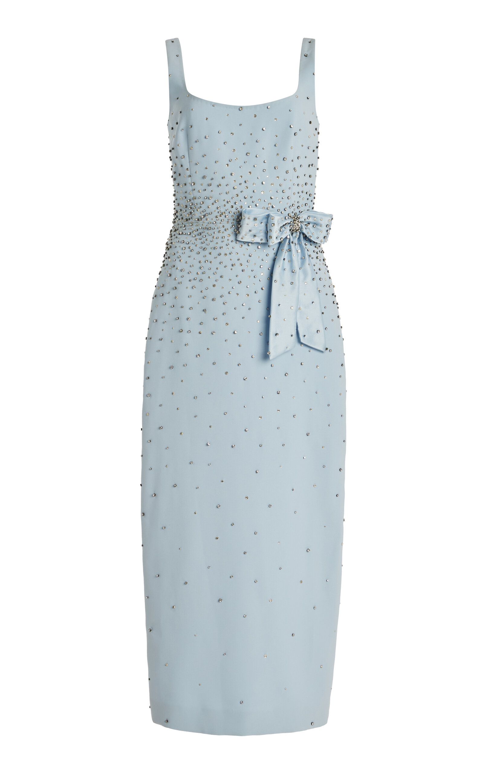 Carolina Herrera Bow-detail Crystal-embellished Midi Dress In Blue