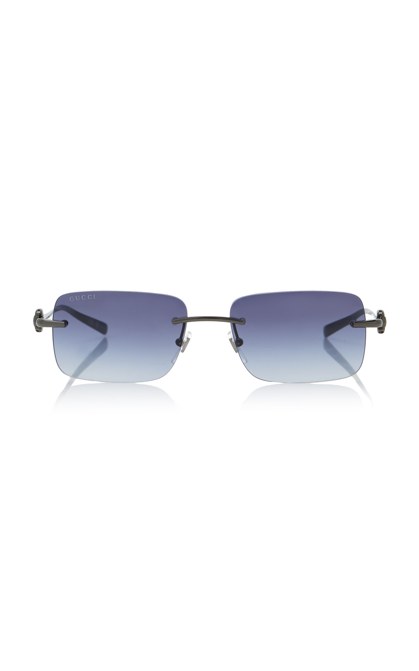 Gucci Horsebit Square-Frame Metal Sunglasses