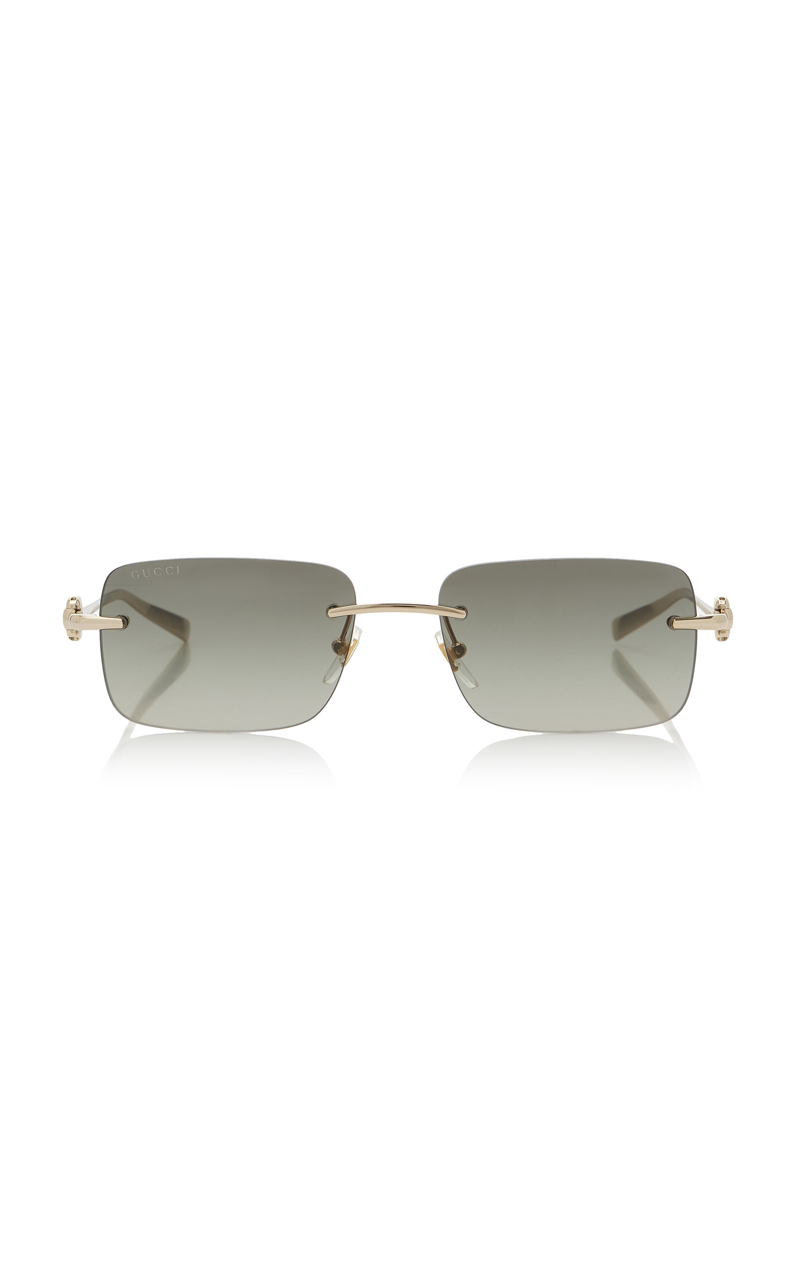 Gucci Horsebit Square-Frame Metal Sunglasses