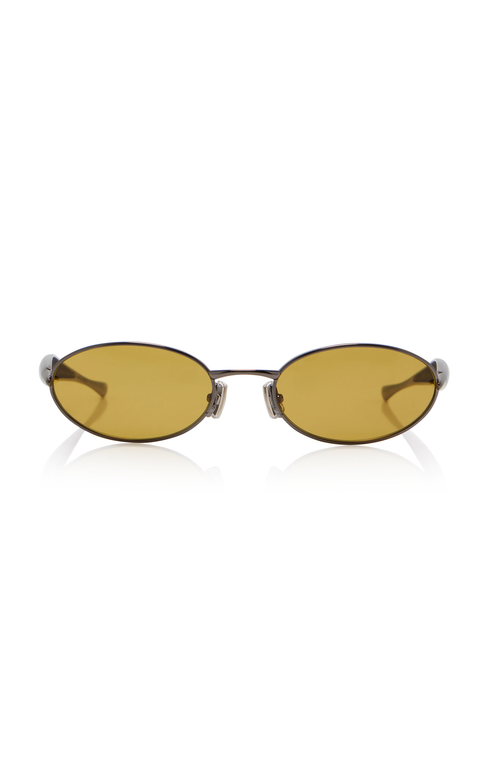 Bottega Veneta Ssense Exclusive Gunmetal Sardine Oval Sunglasses