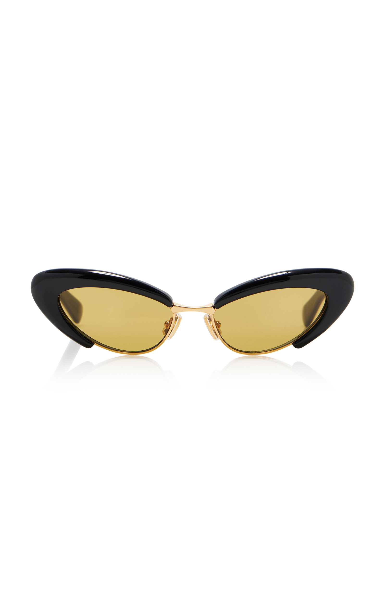 Bottega Veneta Bv1387s Linea Ribbon 001 Black Yellow Sunglasses
