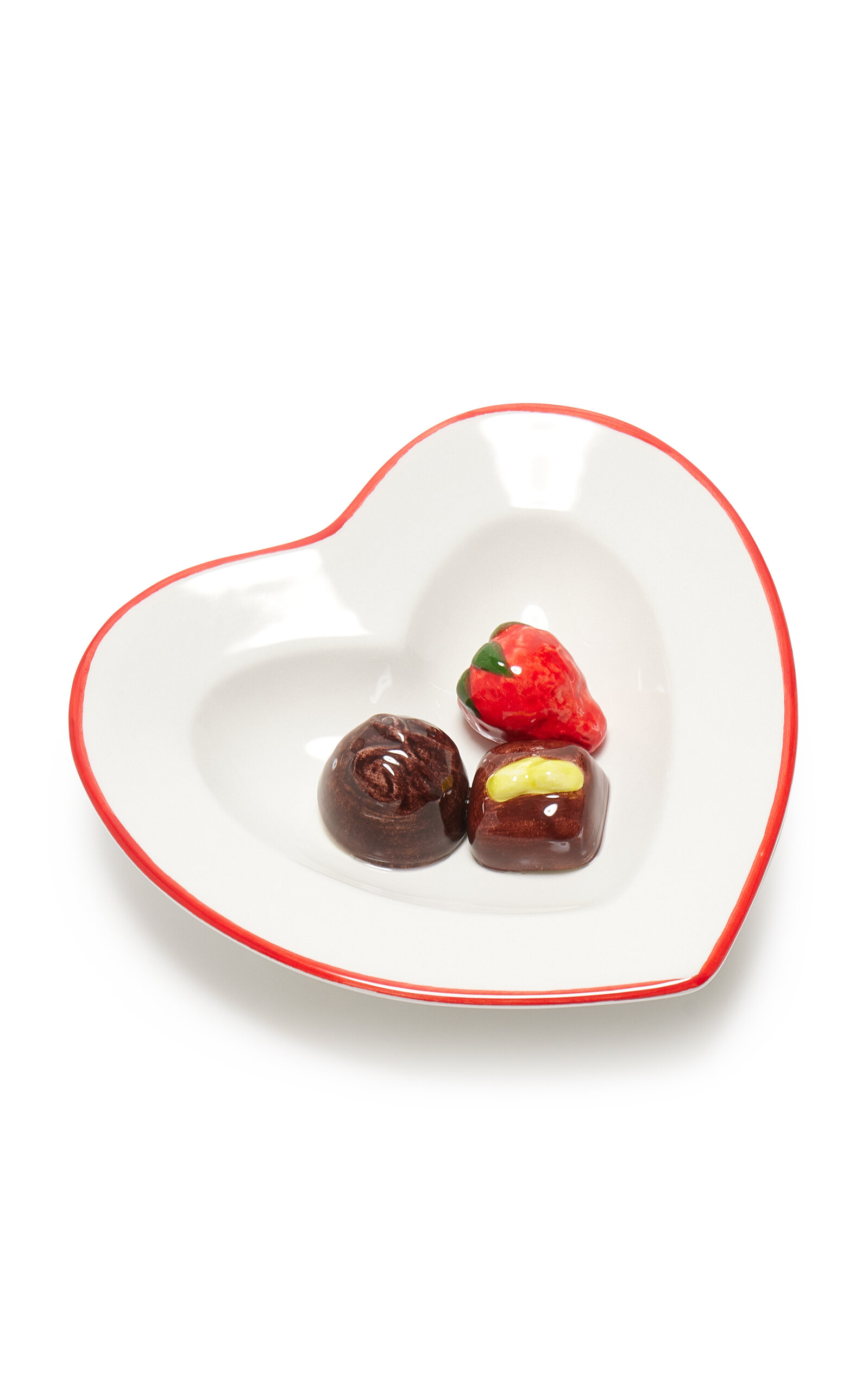 Moda Domus Trompe L'oeil Ceramic Heart Dish In Multi