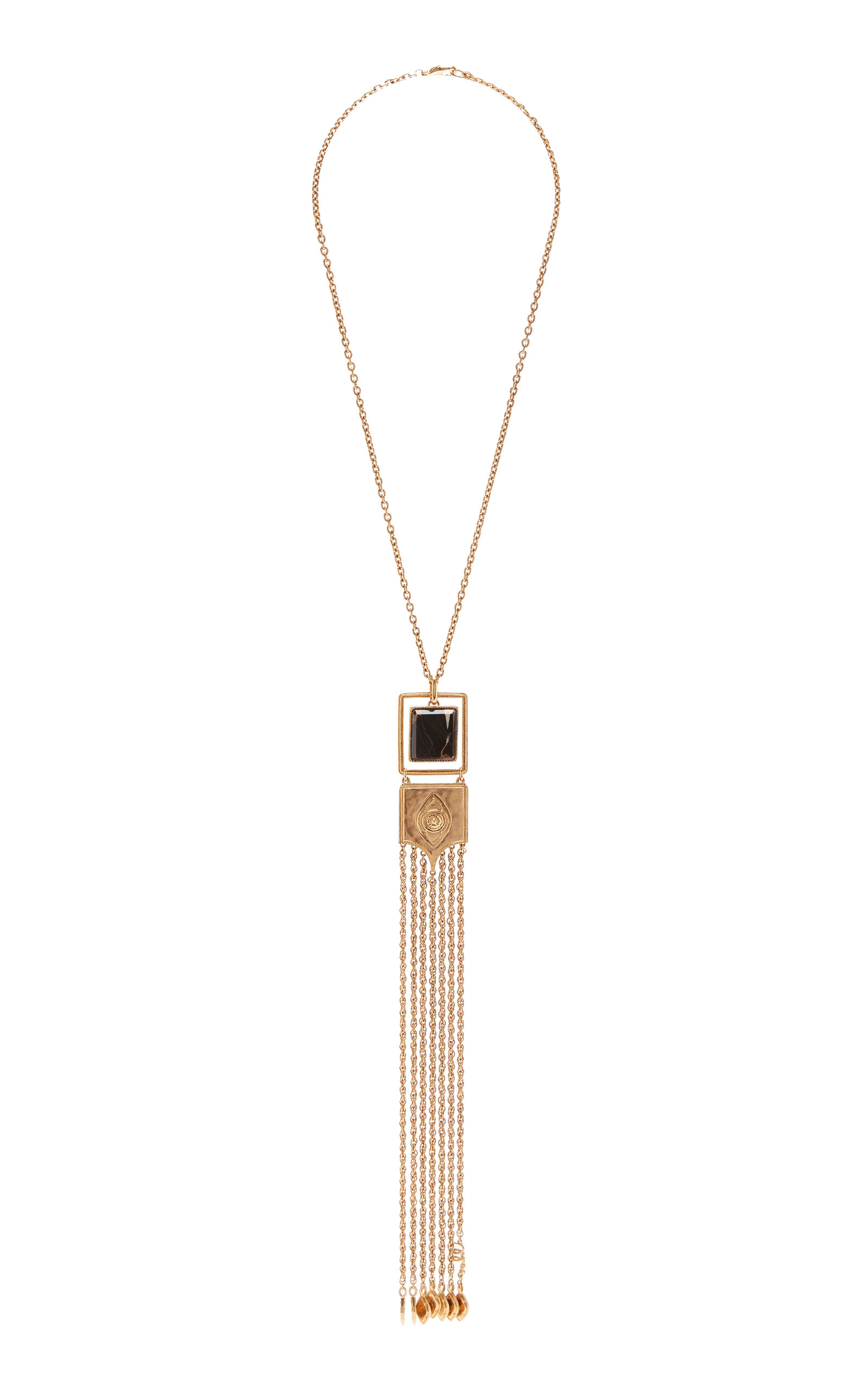 Chloé Chain-Fringed Gold-Tone Pendant Necklace - Gold - OS - Moda Operandi