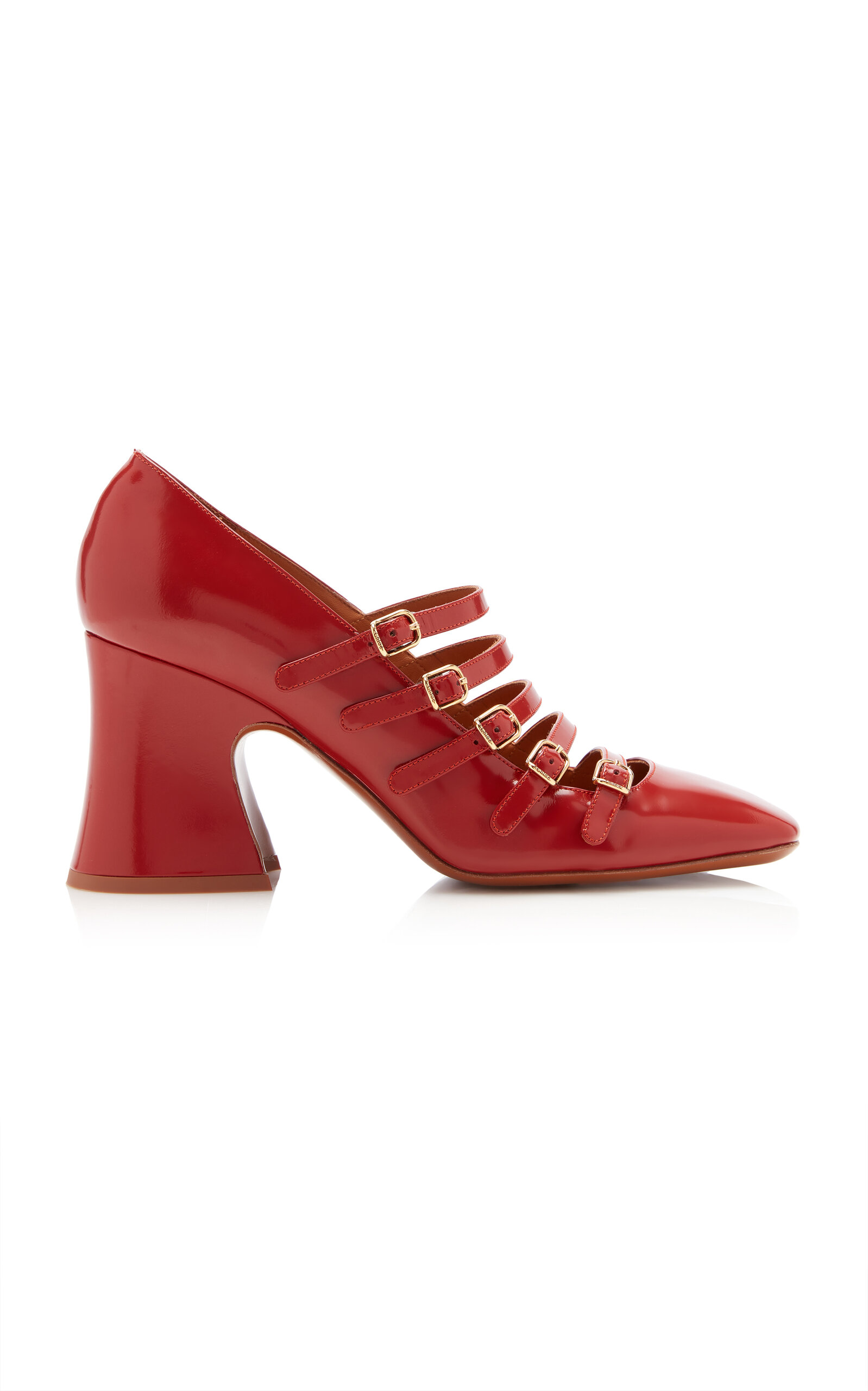Chloé Janis Buckle-Strap Patent Leather Pumps