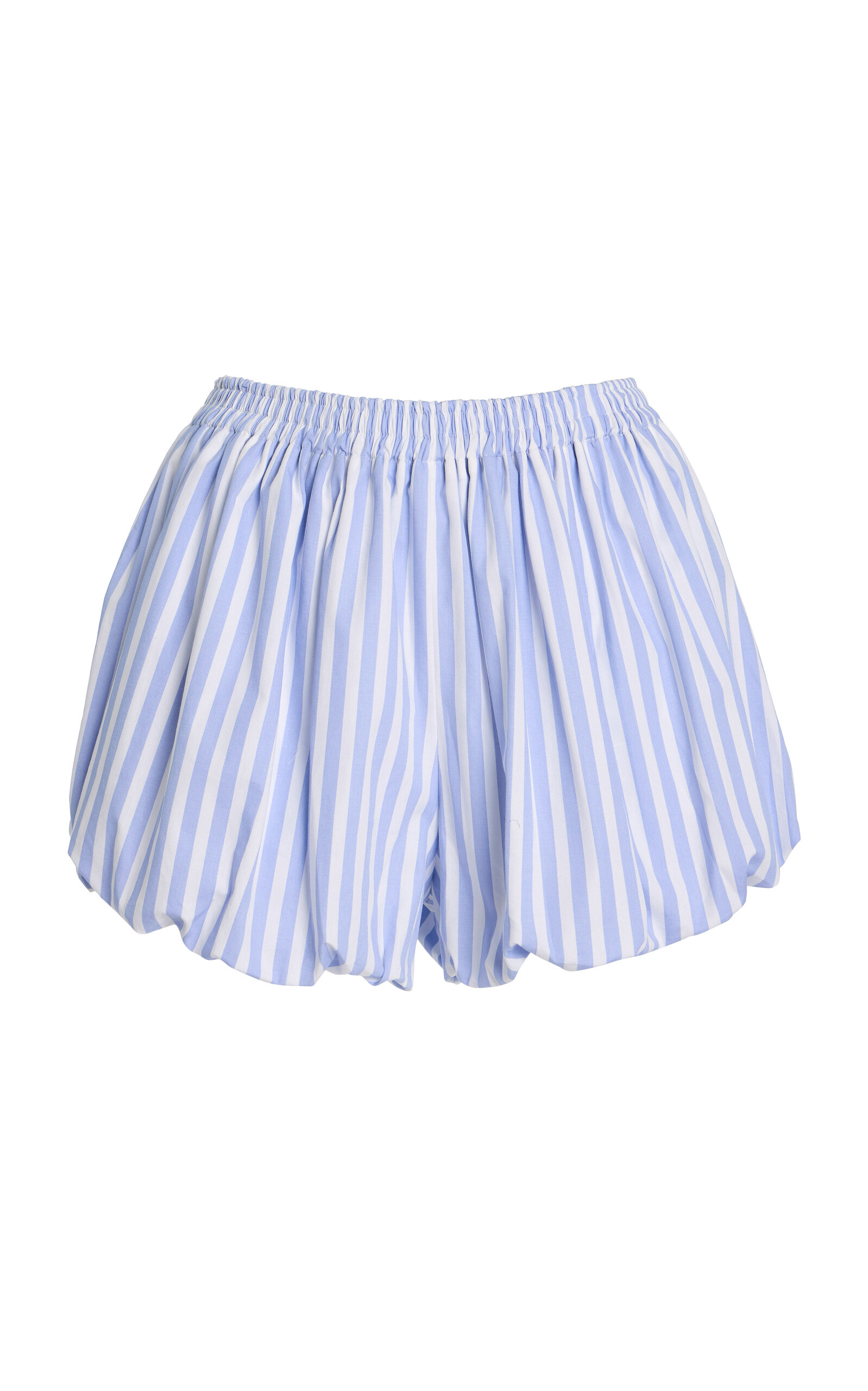 YAITTE Exclusive Riviera Striped Cotton-Poplin Bubble Shorts - Women's Clothing