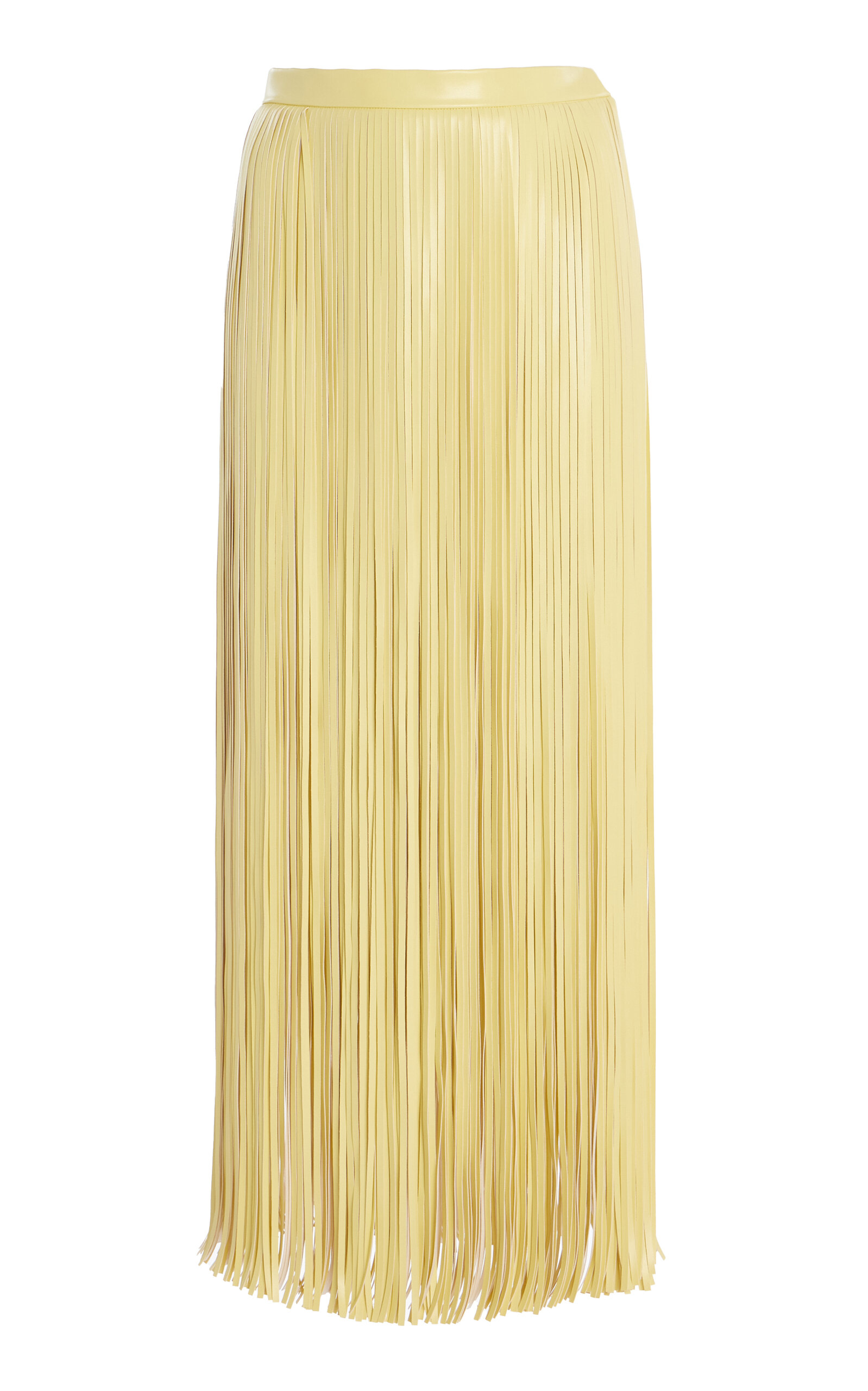 Proenza Schouler Veda Faux Leather Fringe Skirt In Yellow