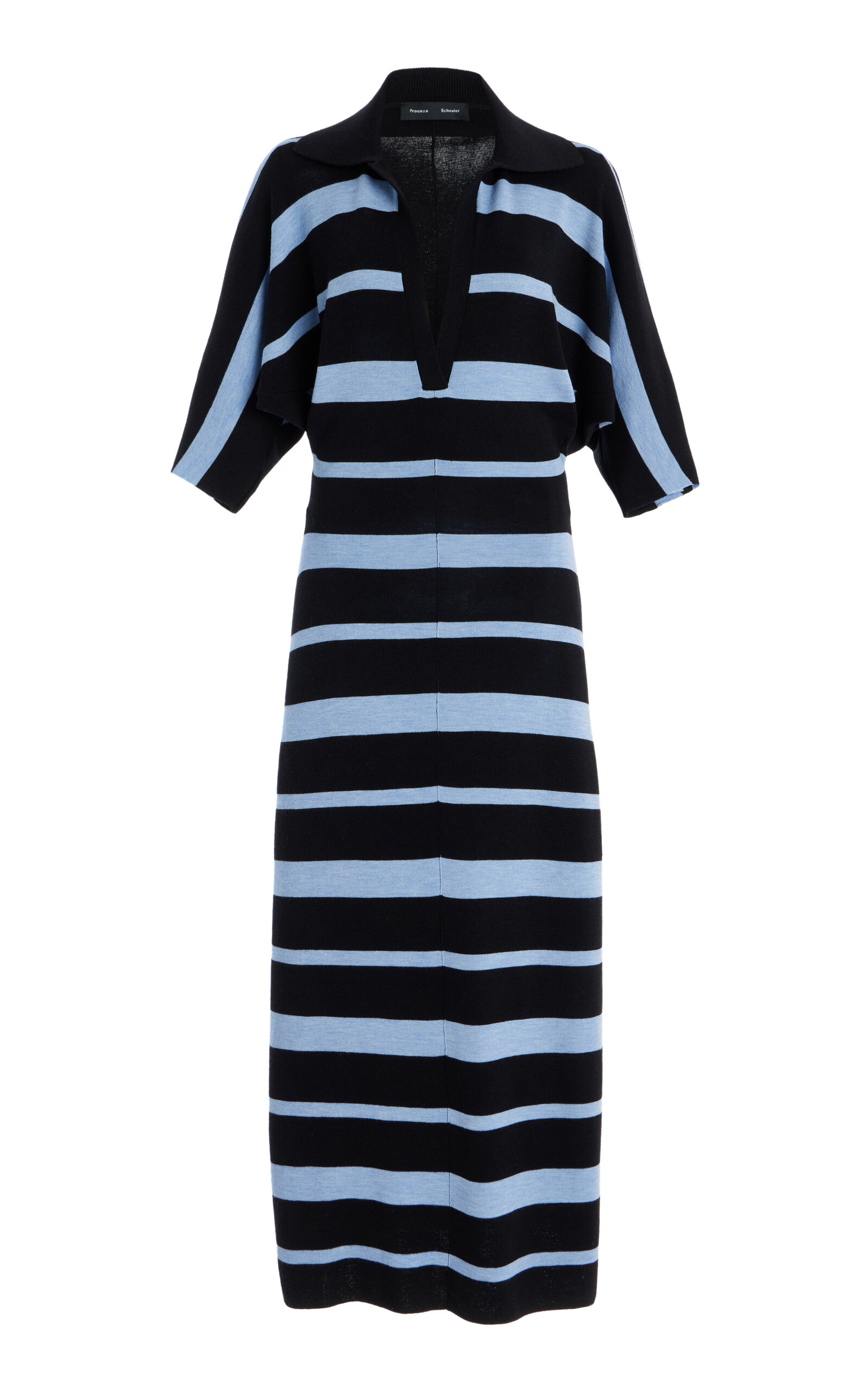 Proenza Schouler Solana Wool-Silk Knit Maxi Polo Dress - Stripe - Women's Clothing