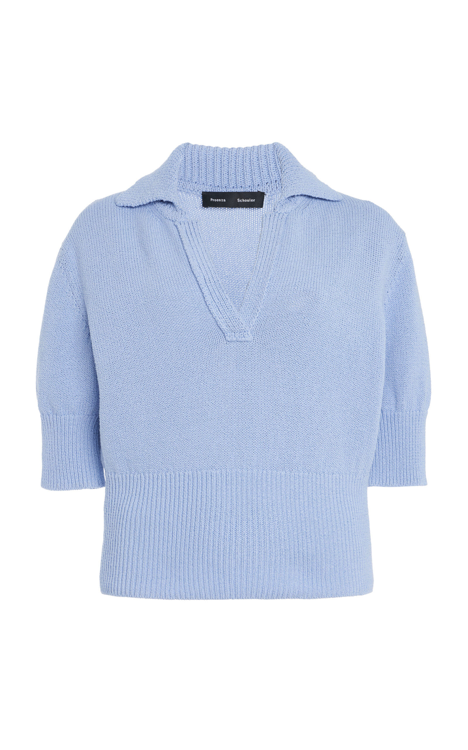 Proenza Schouler Reeve Cotton Knit Polo Shirt In Light Blue