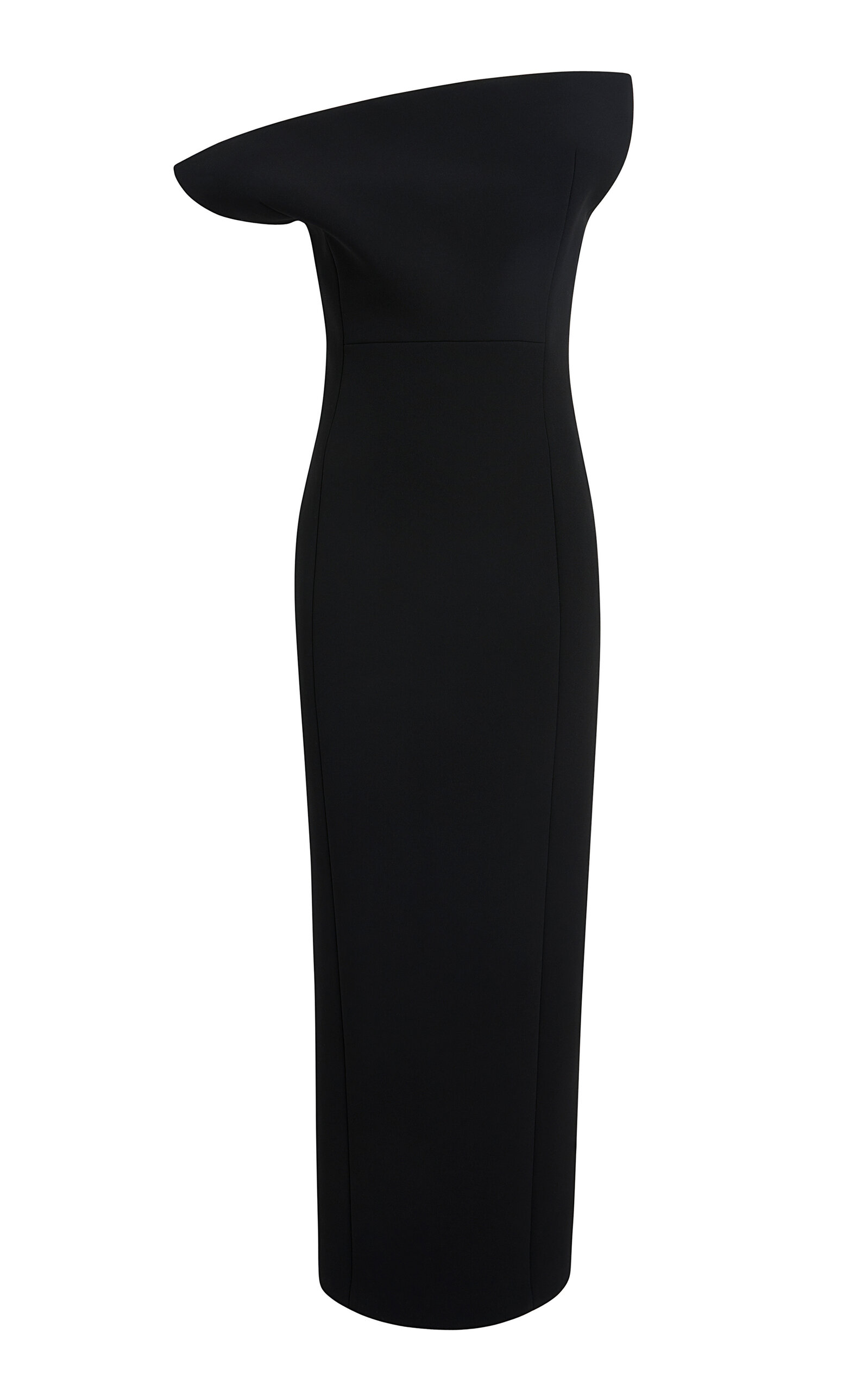 Khaite Sato One-shoulder Velvet Midi Dress In Black