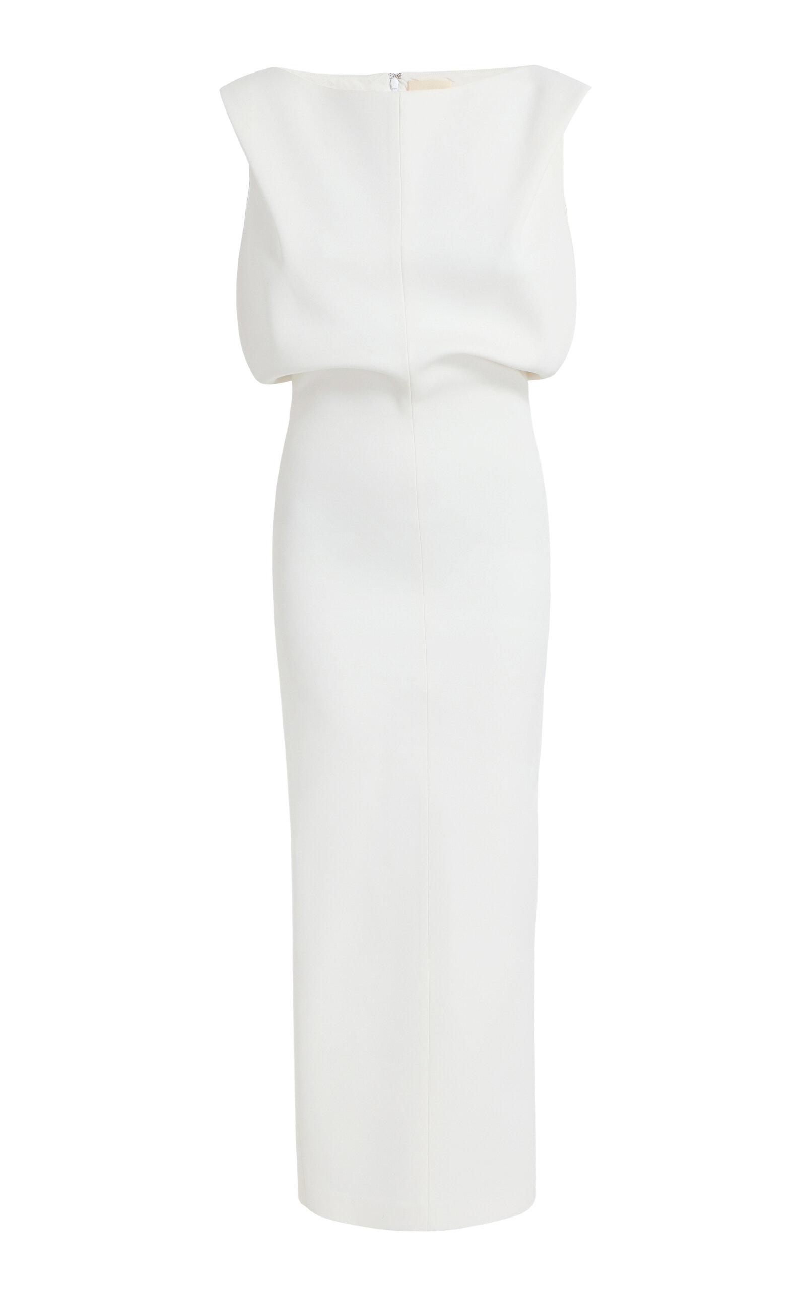 Khaite Terran Draped Crepe-Satin Maxi Dress - White