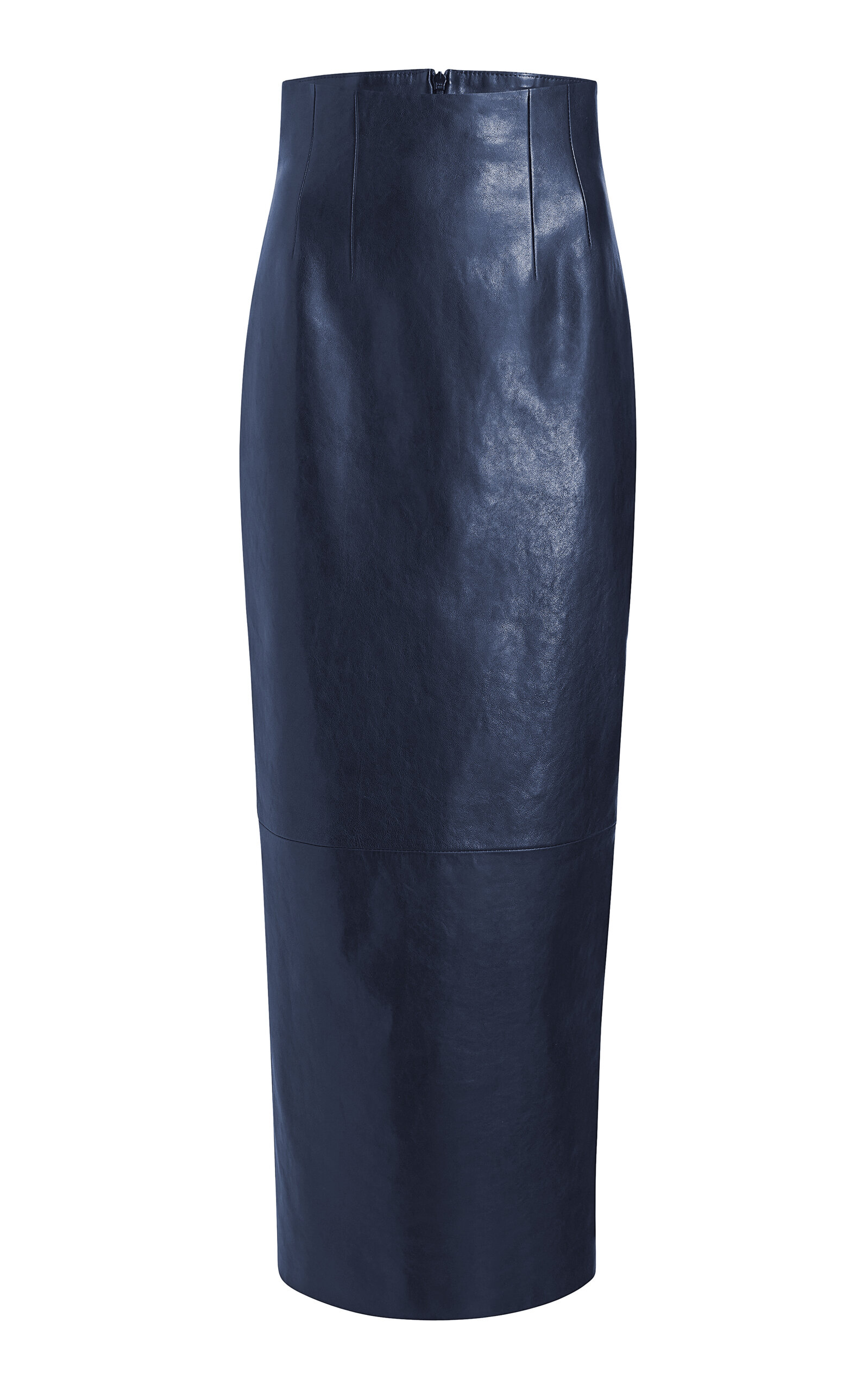 Khaite Womens Dark Navy Loxley Mid-rise Leather Midi Skirt In Navy