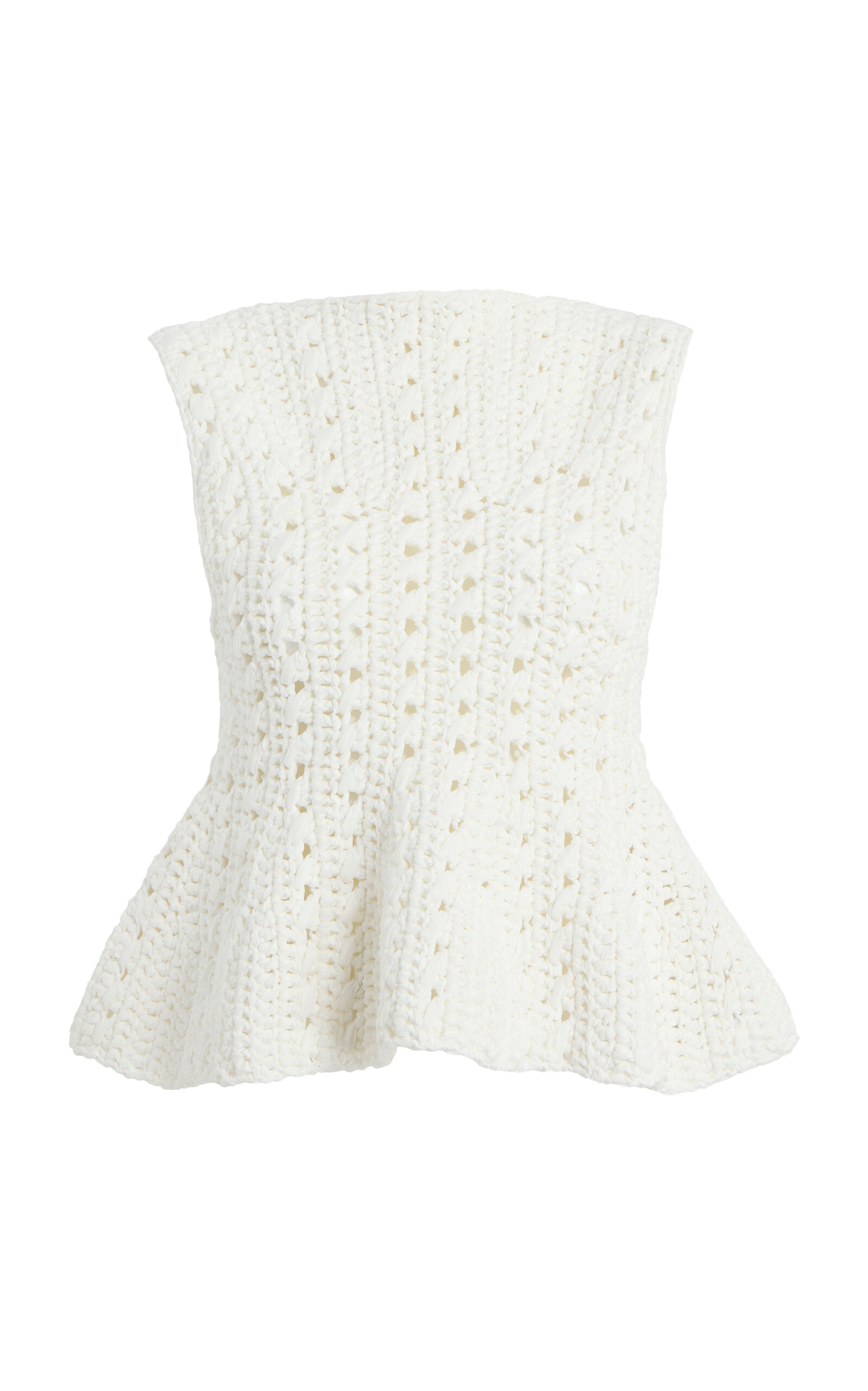 Khaite Yuka Crocheted Cotton-Blend Peplum Top