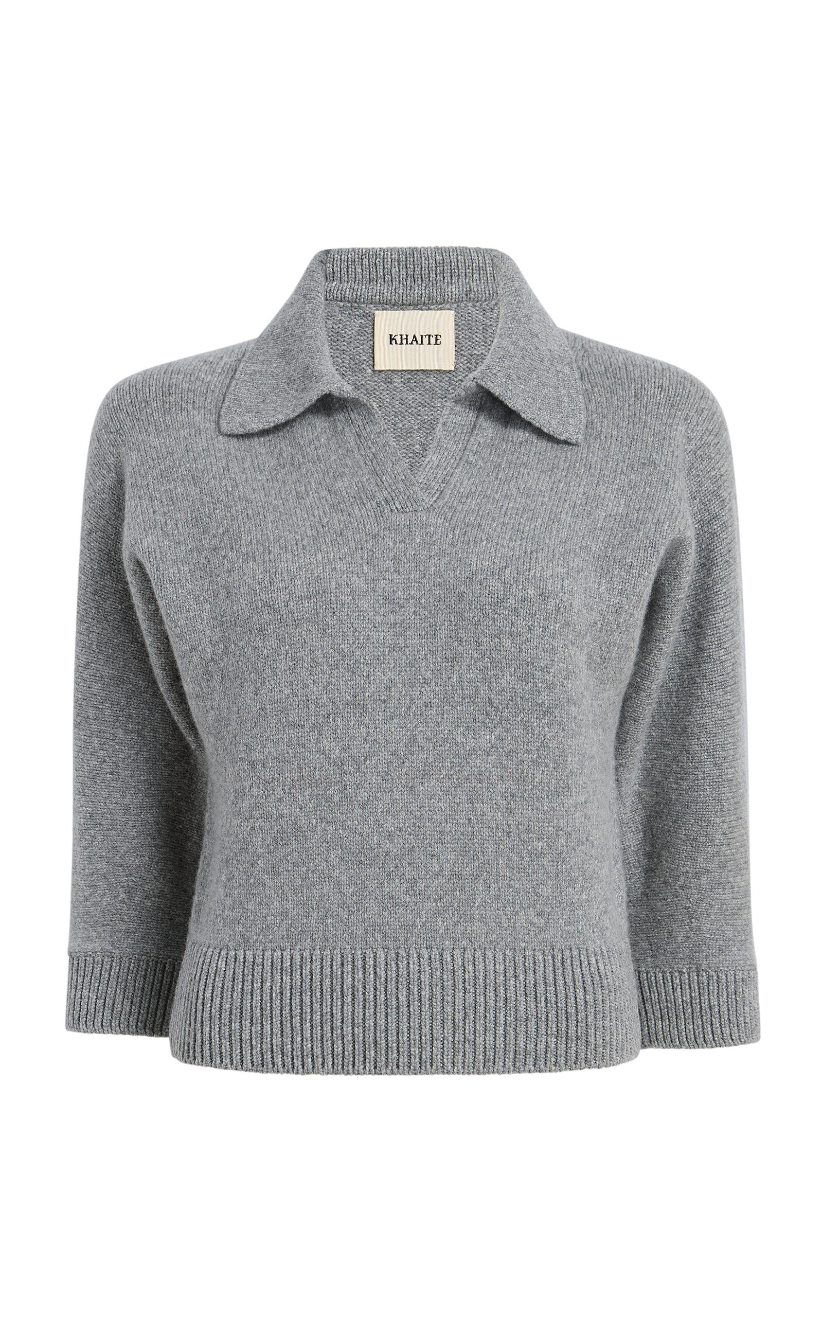 Khaite Polo-neck Cashmere Sweater In Grey
